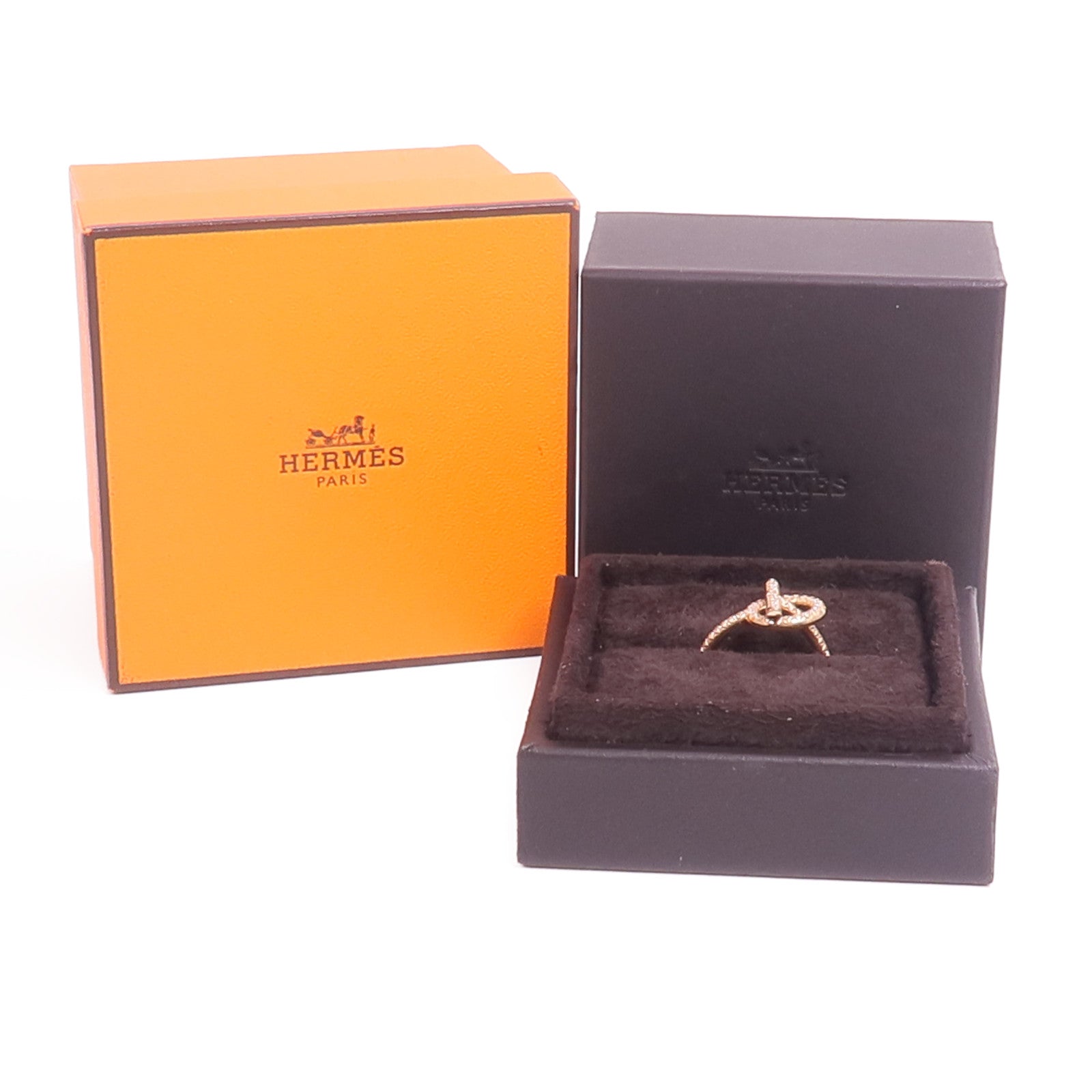 HERMES 18K玫瑰金Echappee Diamond Ring戒指