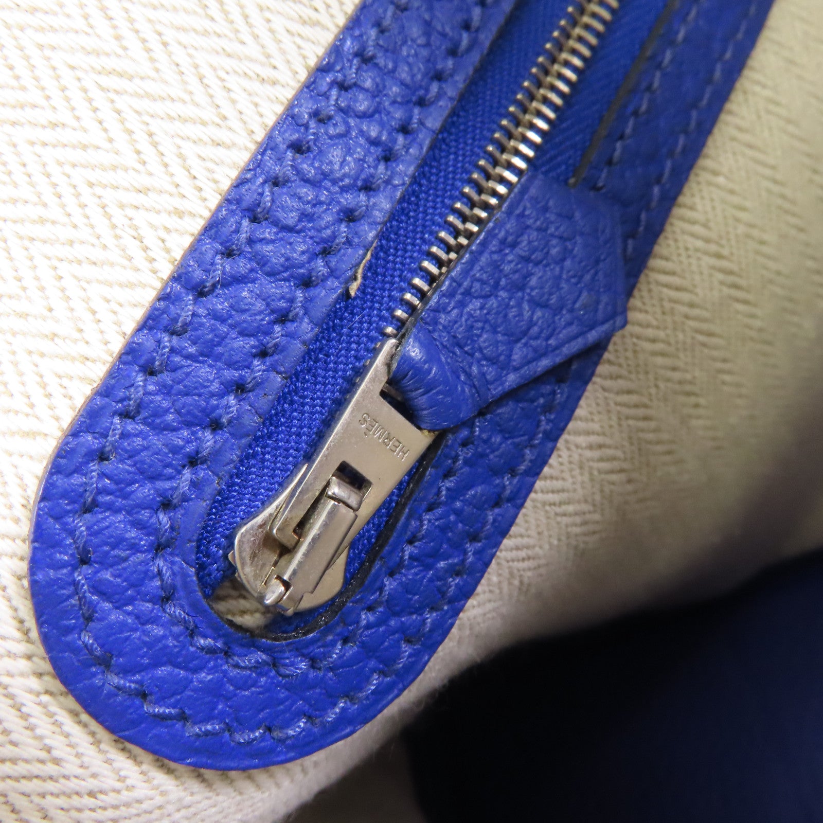 HERMES Negonda皮革Garden Party PM銀扣手挽袋Bleu Royal皇家藍色