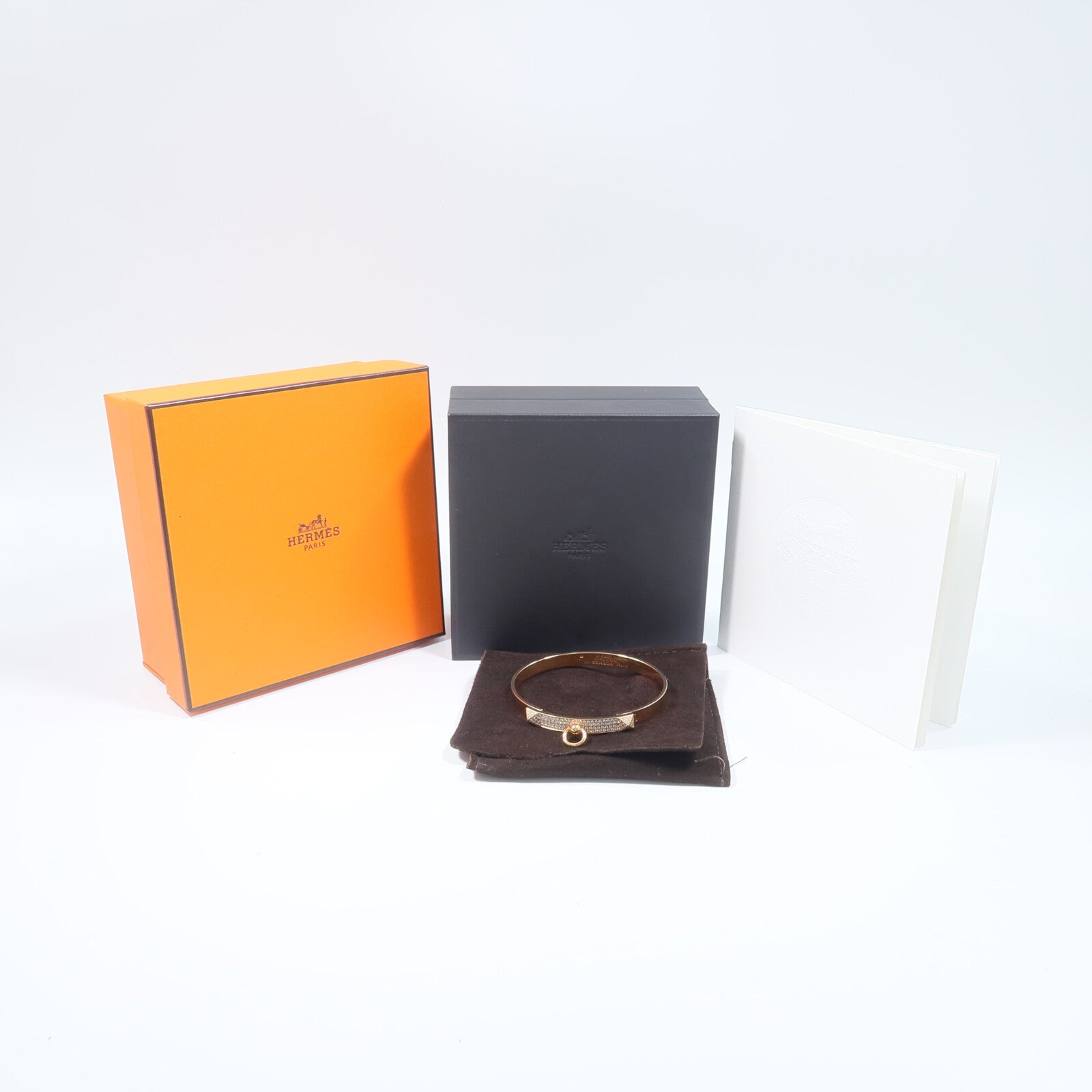HERMES 18K玫瑰金Collier de Chien CDC Diamond Bracelet鑽石手鐲