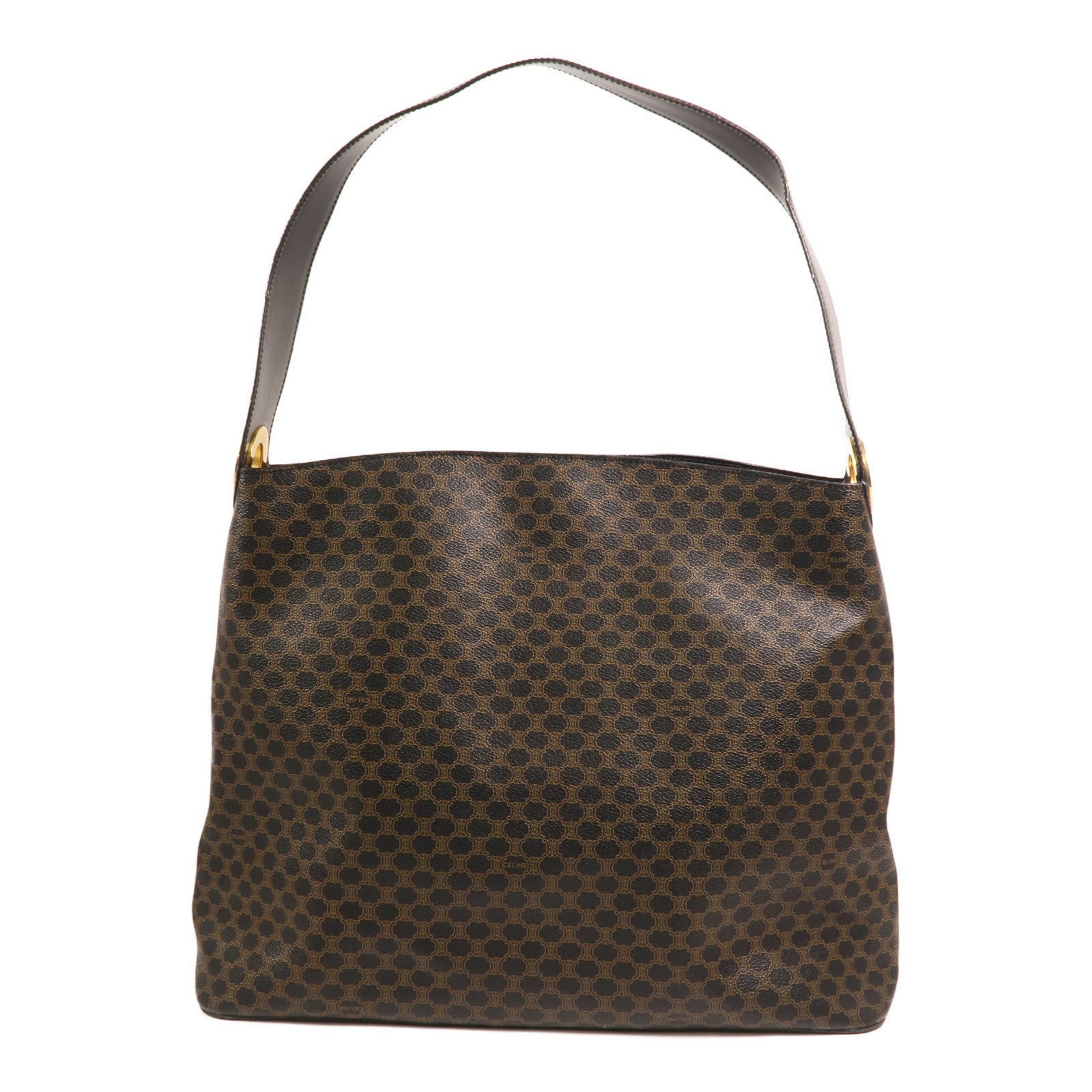 CELINE 塗層帆布Vintage Macadam Hobo金扣手挽袋