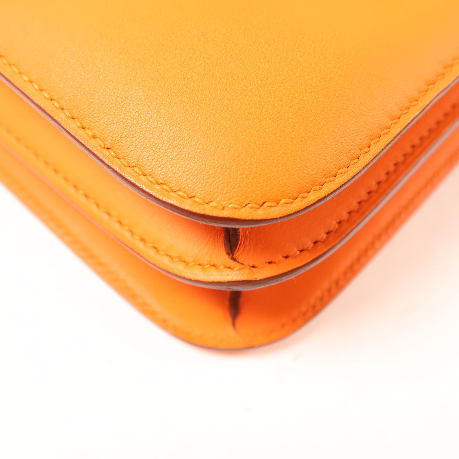 HERMES 【激減優惠】Swift皮革Constance 24銀扣肩背袋橙色