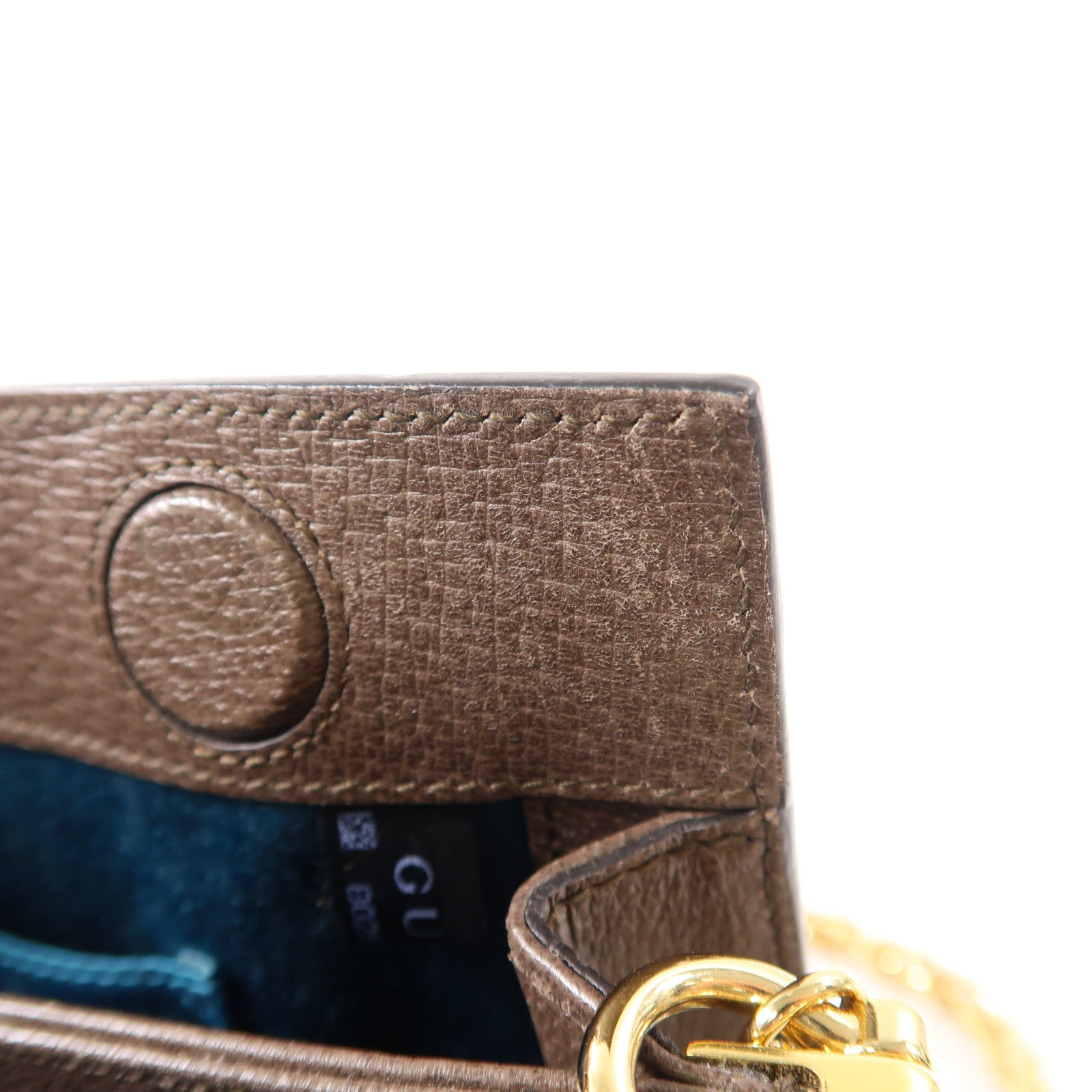 GUCCI 塗層帆布/皮革Ophidia Shoulder Bag金扣鏈帶金扣肩背袋啡色