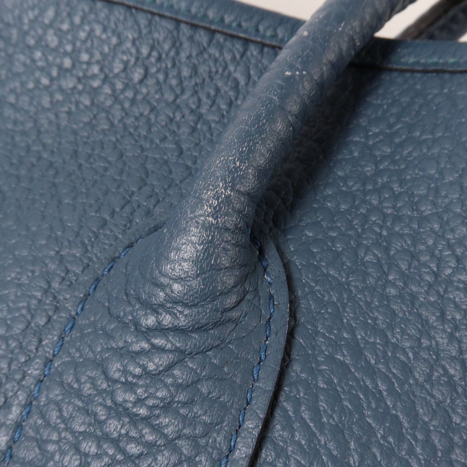 HERMES Negonda皮革Garden Party PM手挽袋Bleu Tempete