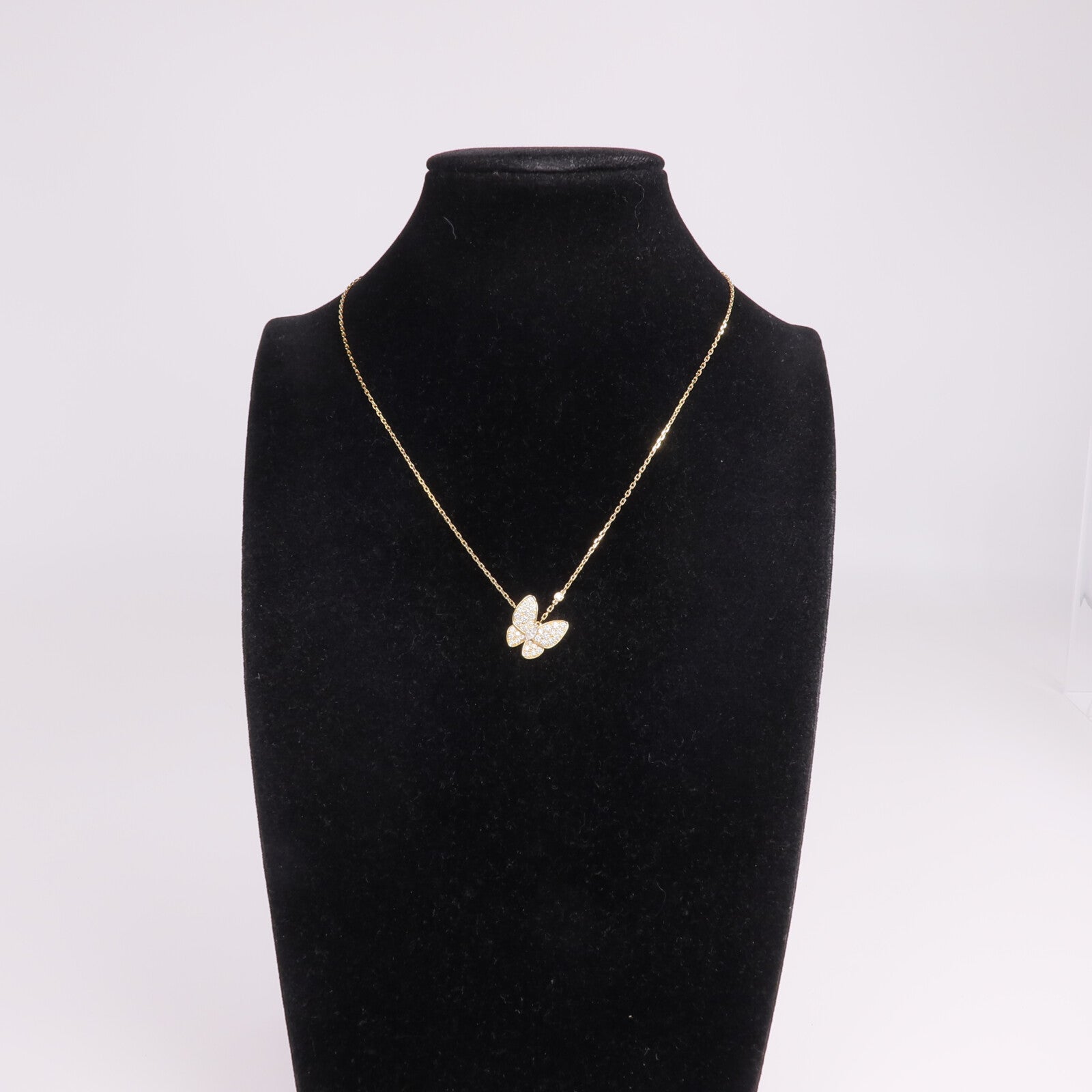 Van Cleef & Arpels 18K黃金/白金Two Butterfly Pendant鑽石項鍊