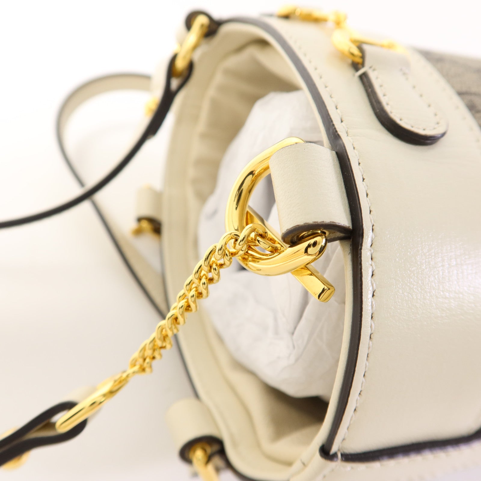 GUCCI 塗層帆布Horsebit 1955 Small Bucket Bag金扣肩背袋
