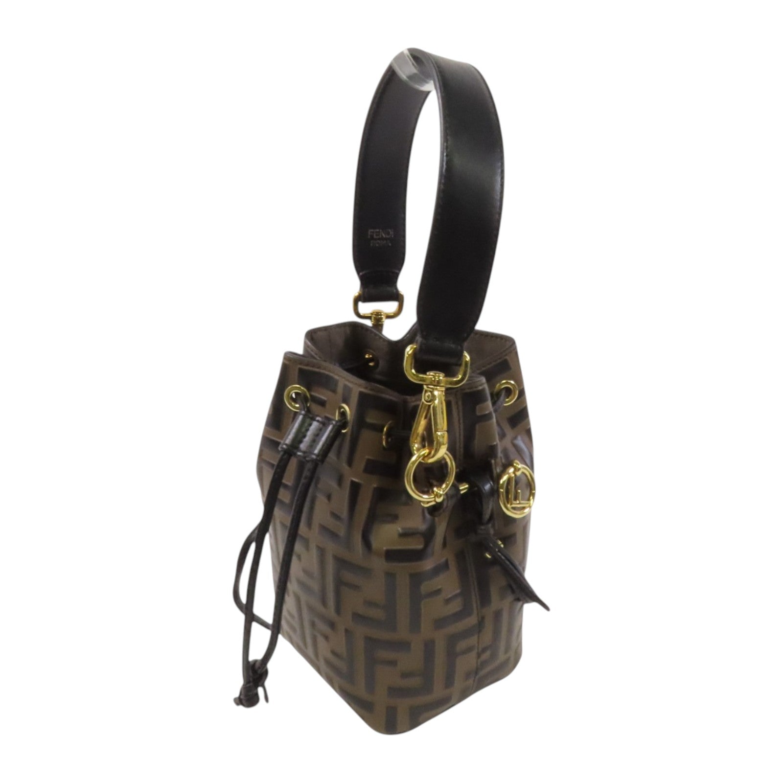 FENDI 牛皮皮革Mon Tresor Mini金扣手挽肩背兩用袋