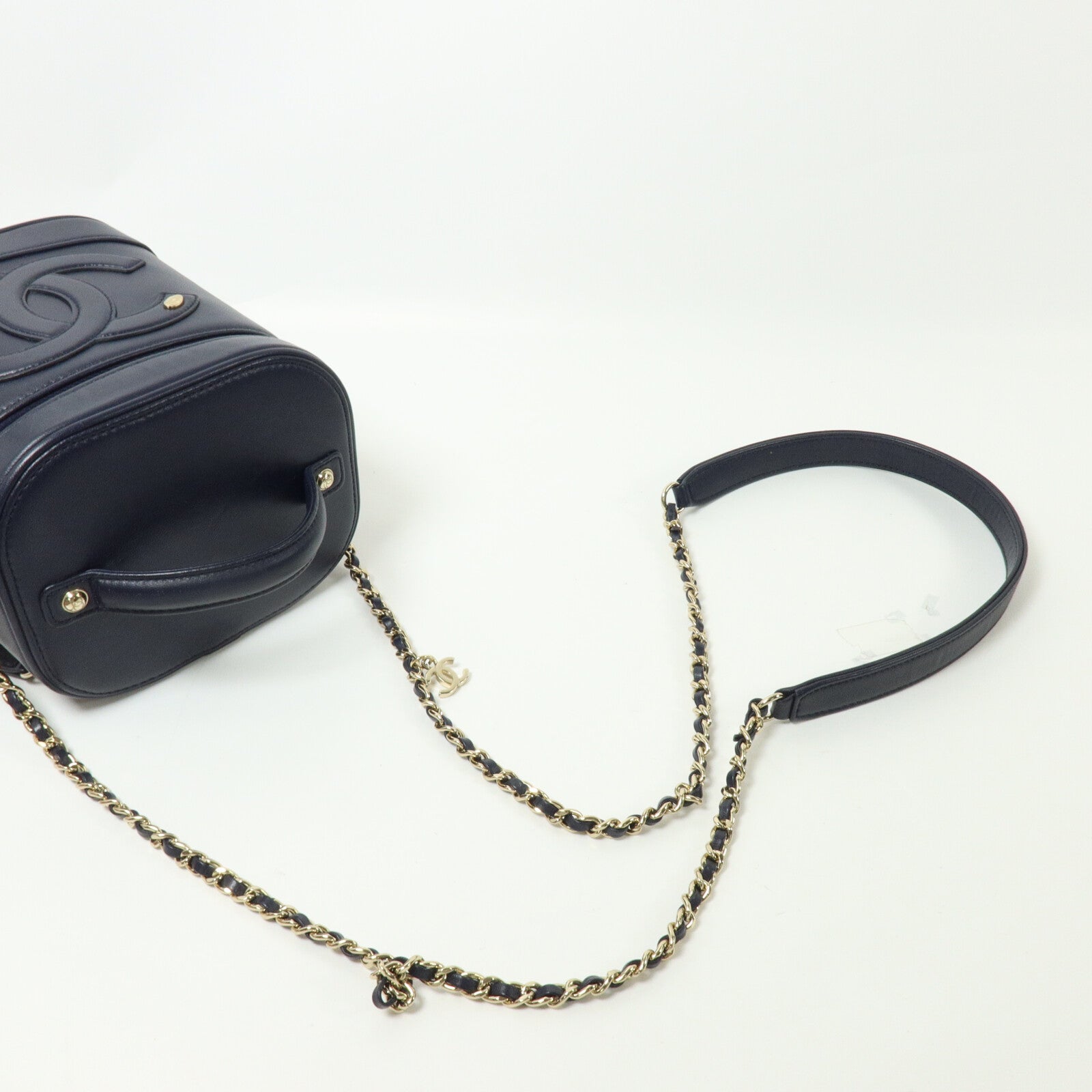 CHANEL 牛皮皮革Vanity Case鏈帶手挽肩背兩用袋