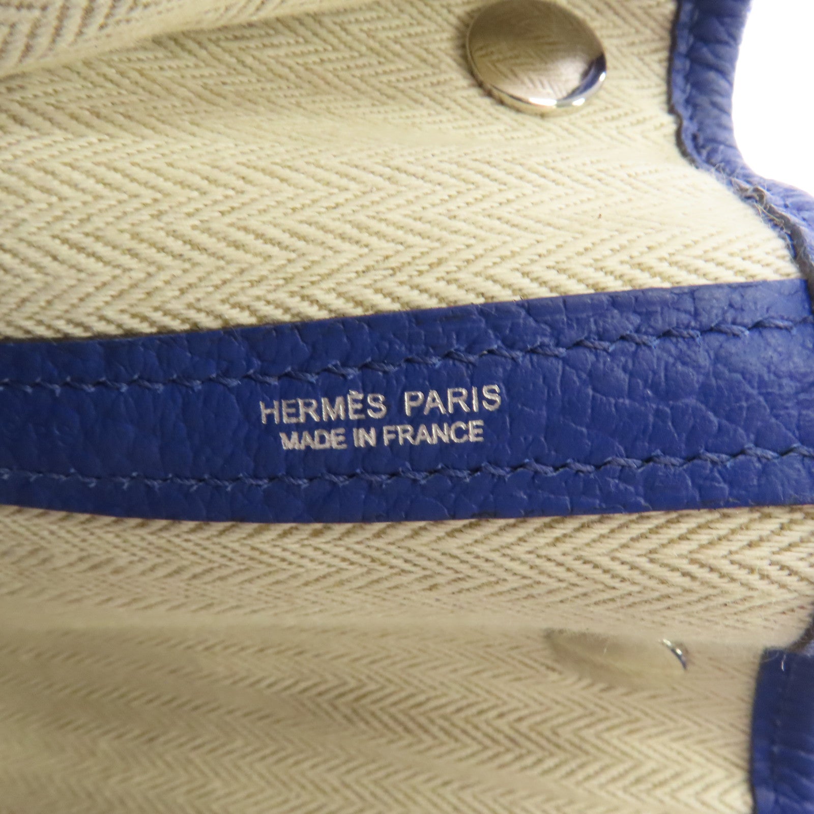 HERMES Negonda皮革Garden Party PM銀扣手挽袋Bleu Royal皇家藍色