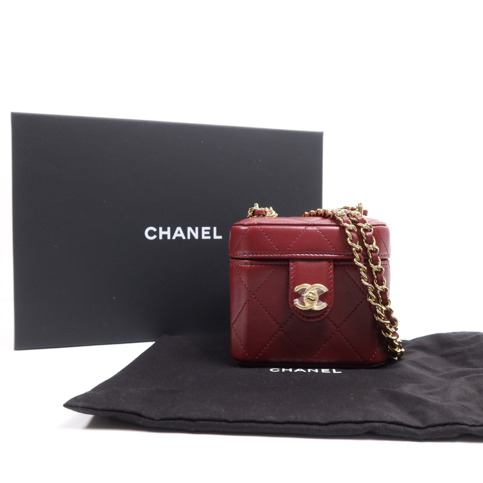 CHANEL 羊皮皮革Mini Vanity Case金扣鏈帶肩背袋