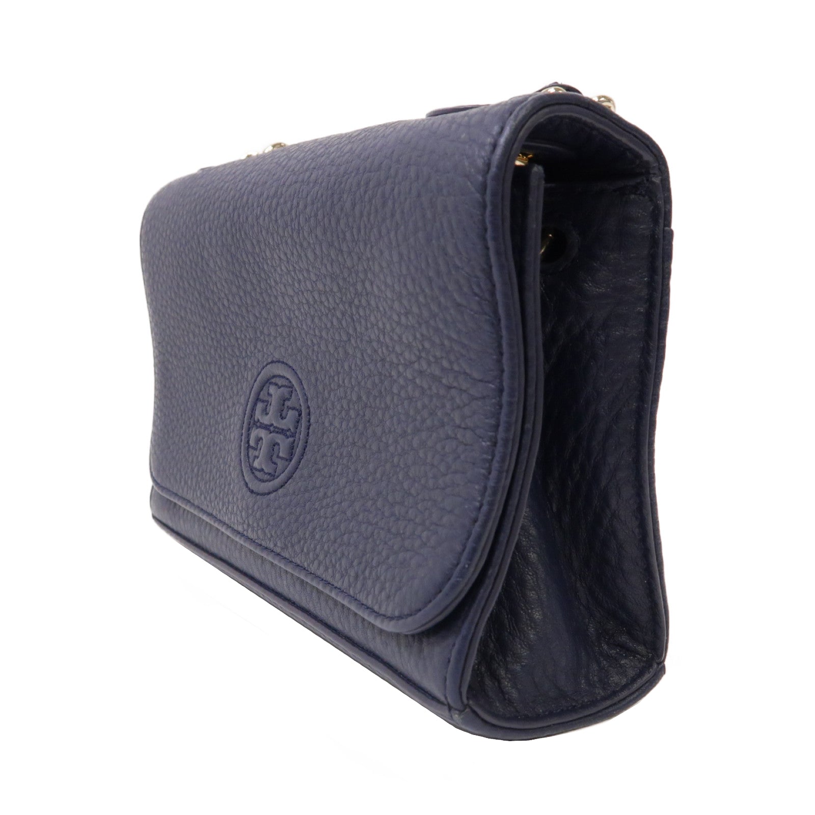 Tory Burch 牛皮皮革Chain Shoulder Bag金扣肩背袋深藍色