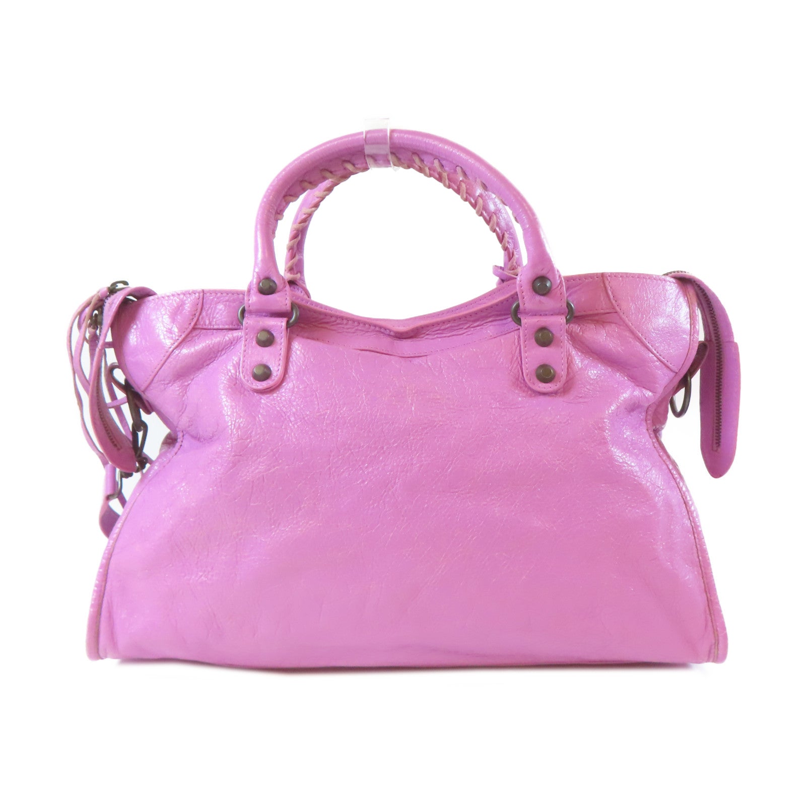 BALENCIAGA 羊皮皮革City黑扣手挽肩背兩用袋紫色