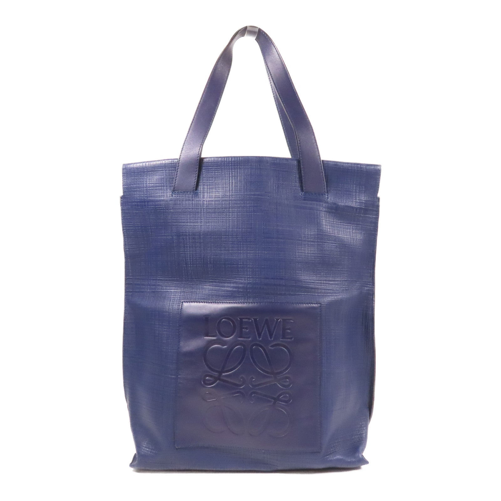 LOEWE 牛皮皮革Tote Bag金扣手挽袋深藍色
