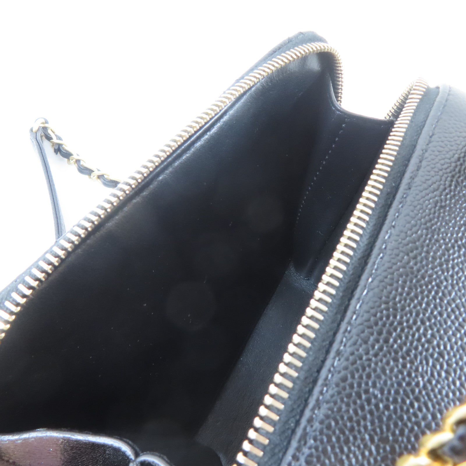 CHANEL 菱格Caviar皮革Small Vanity金扣手挽肩背兩用袋黑色