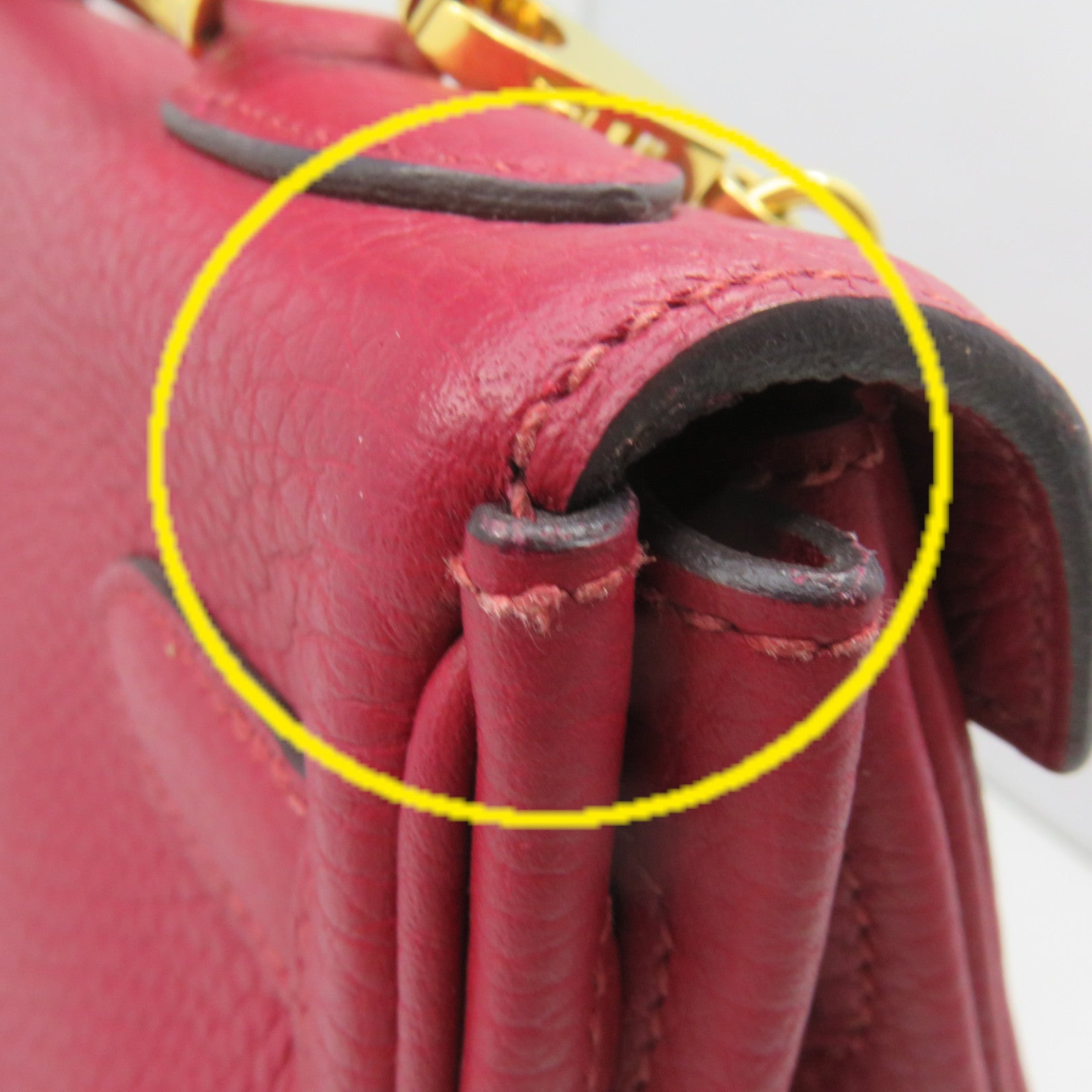 HERMES 【激減優惠】Togo皮革Kelly 32 2Way Hand Bag金扣手挽肩背兩用袋法拉利紅