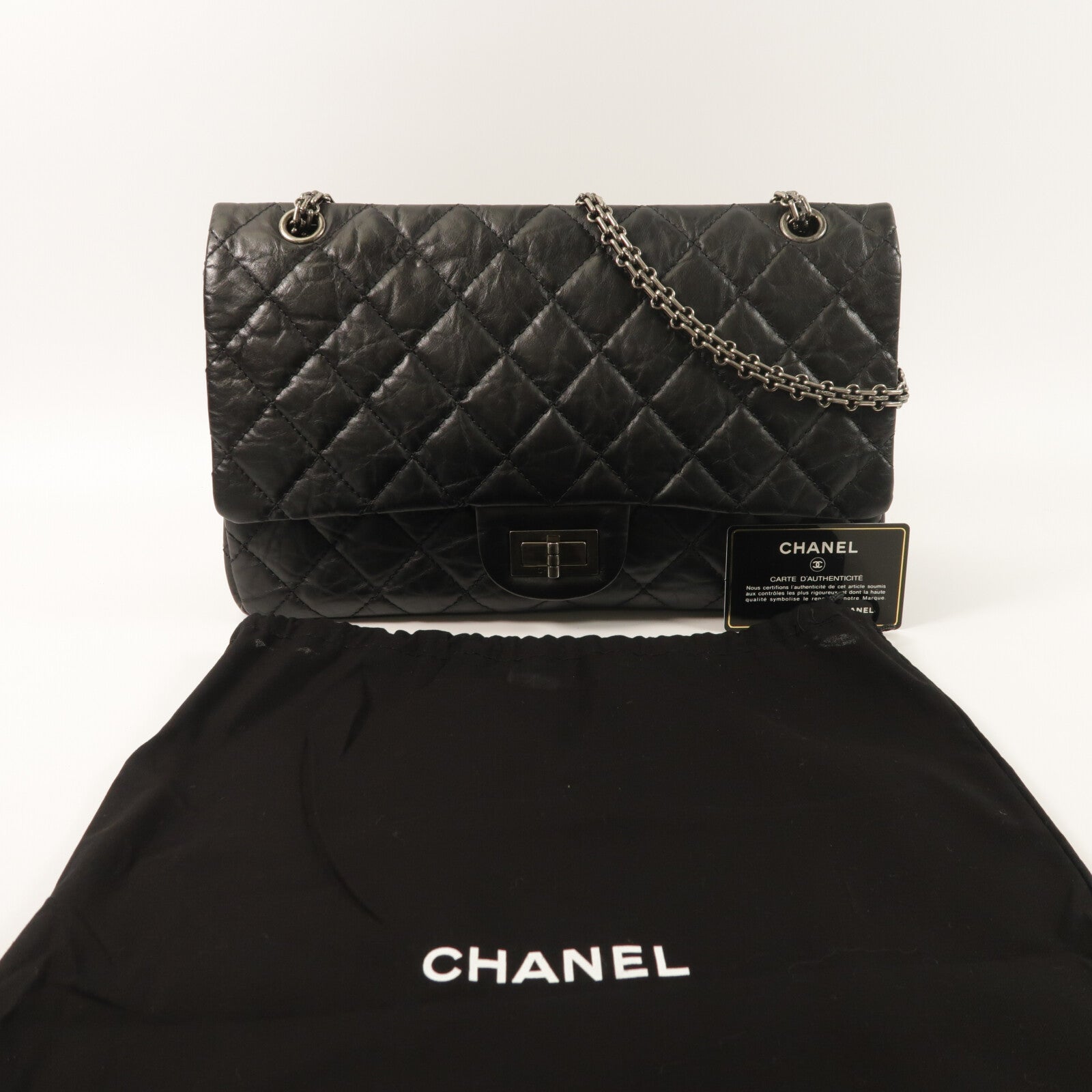 CHANEL 牛皮皮革2.55 Large鏈帶肩背袋