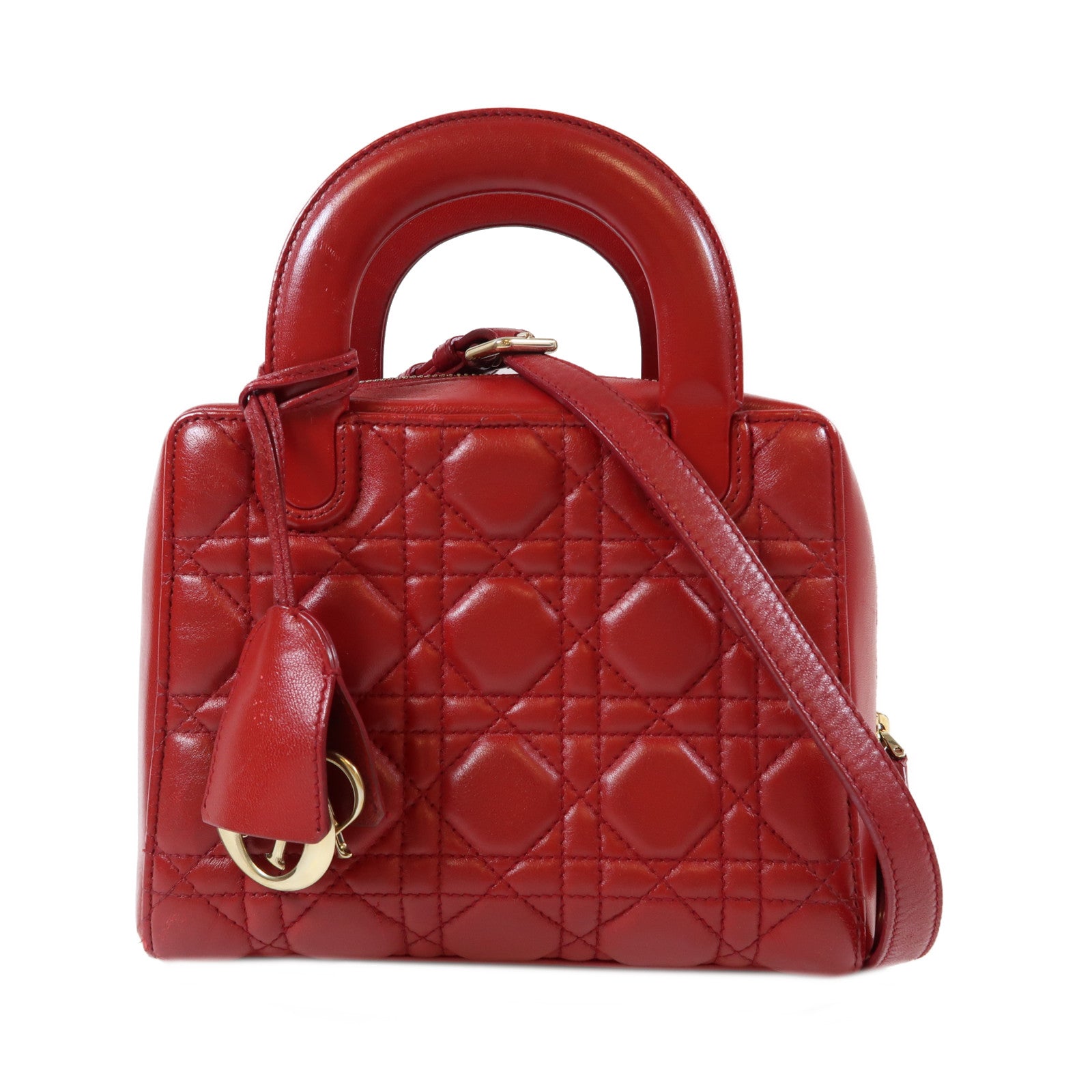 Dior 羊皮皮革Lily Bag金扣手挽肩背兩用袋紅色