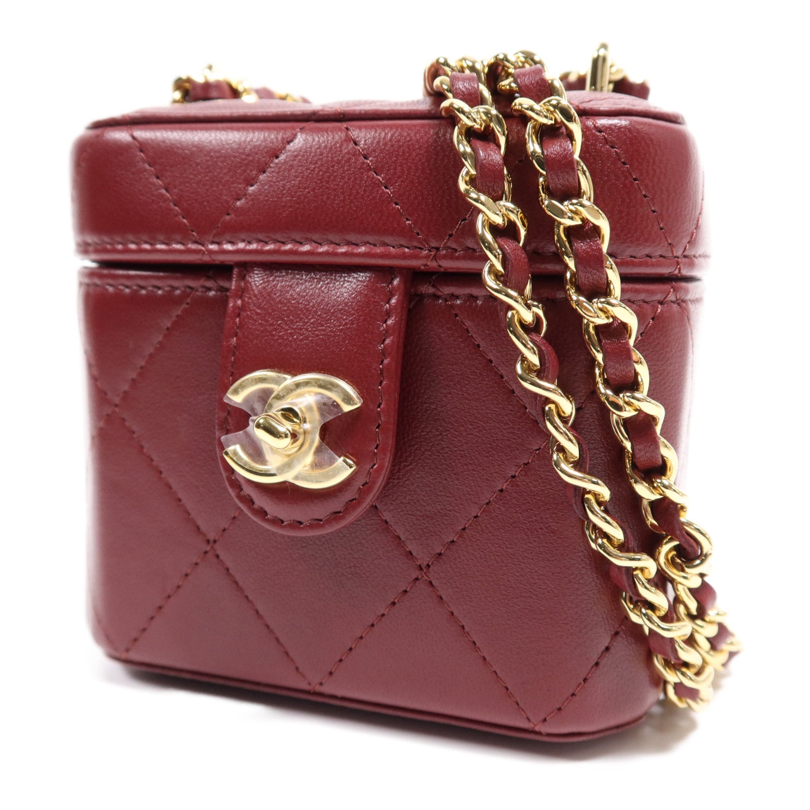 CHANEL 羊皮皮革Mini Vanity Case金扣鏈帶肩背袋