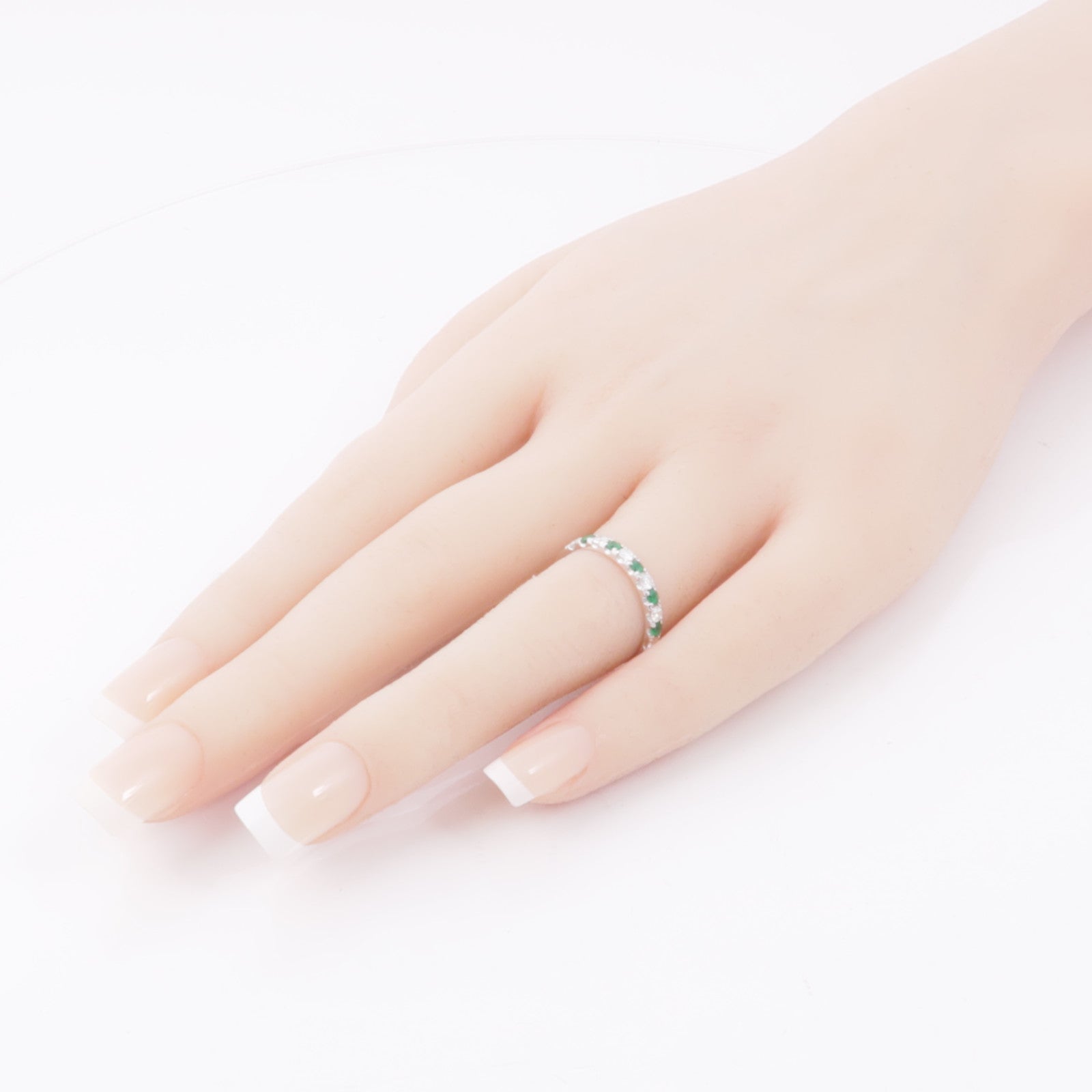 JEWELRY 18K白金Emerald Diamond Ring綠寶石/鑽石戒指US#6