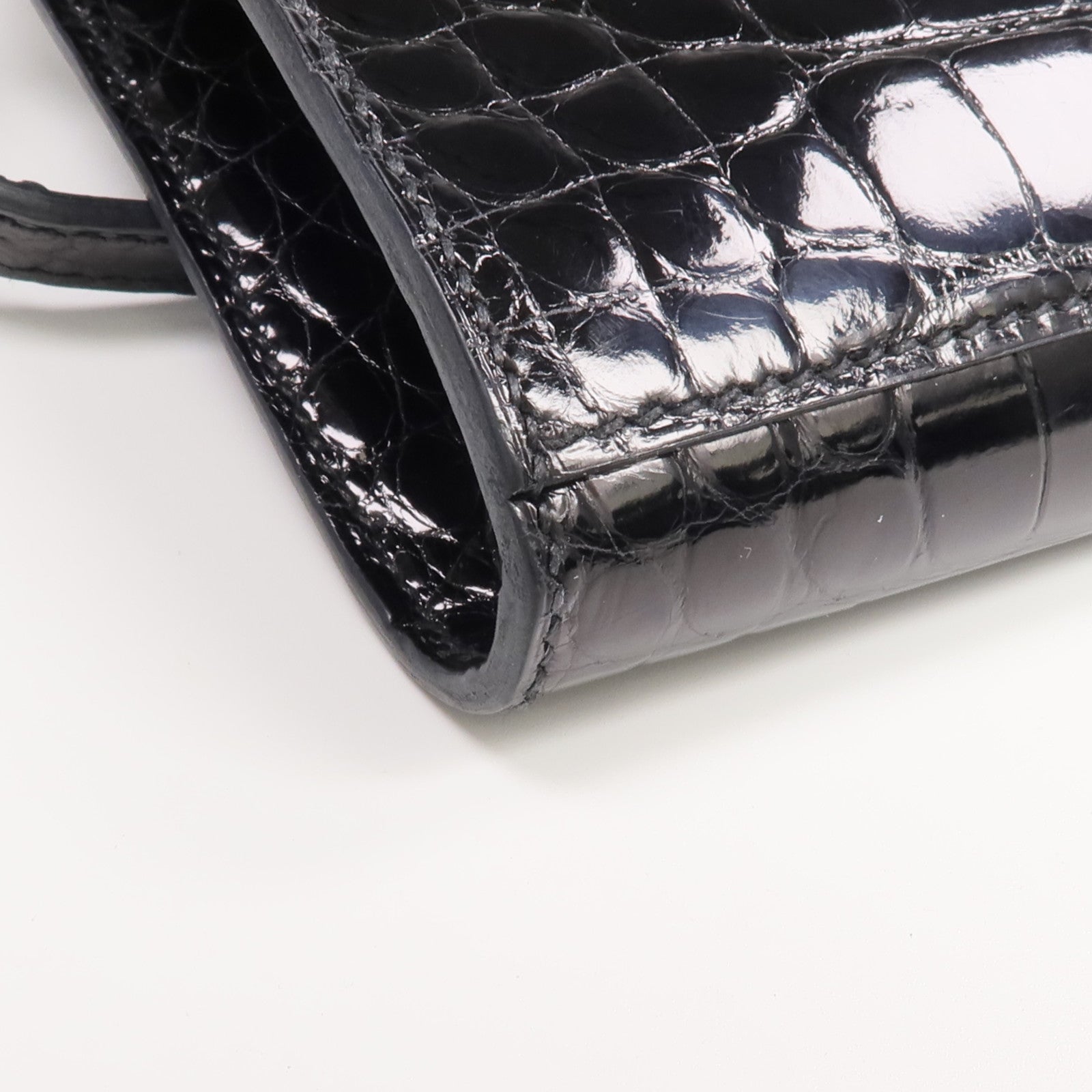HERMES Alligator皮革Kelly To Go銀扣肩背袋Noir