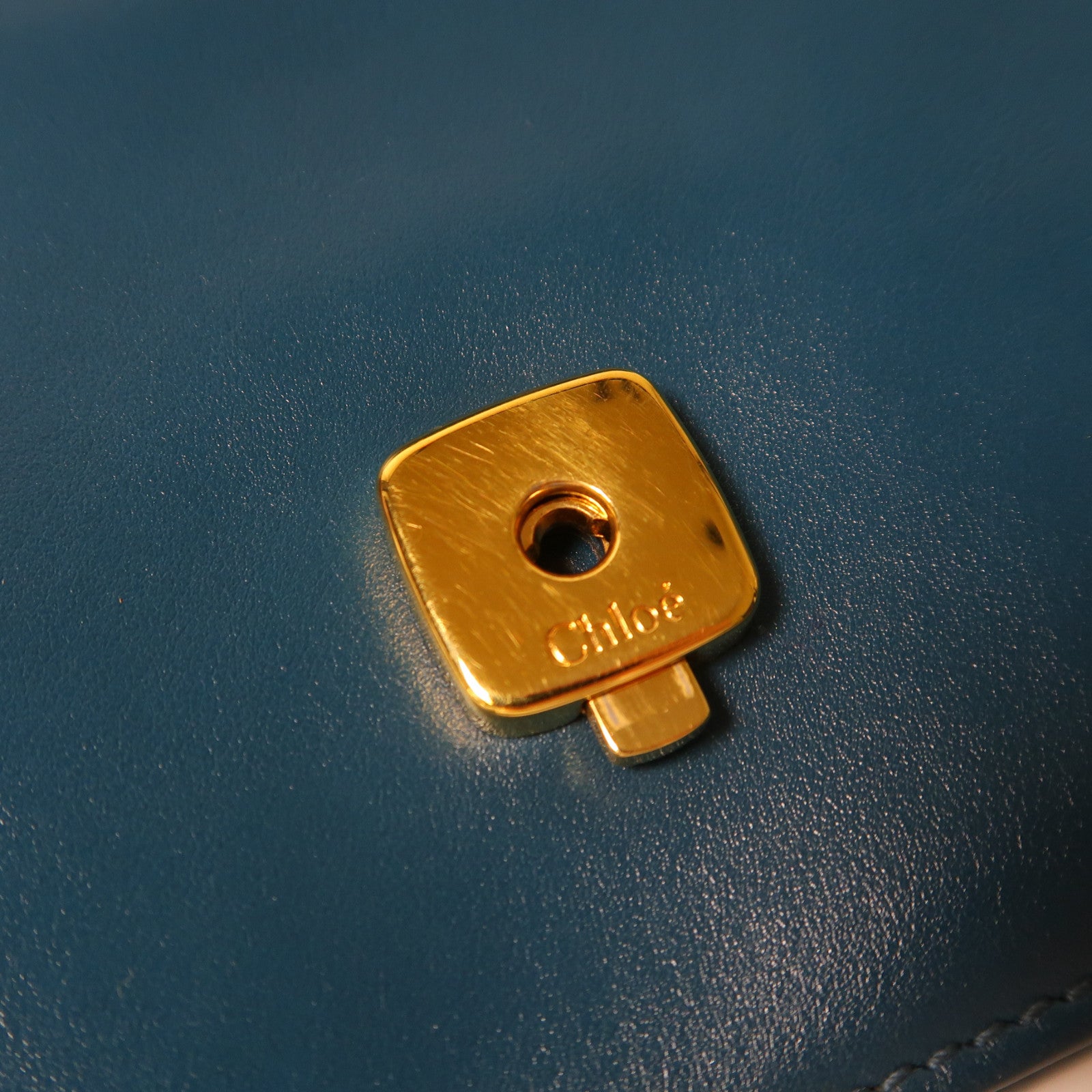 Chloe 牛皮皮革C Bag金扣鏈帶肩背袋綠色