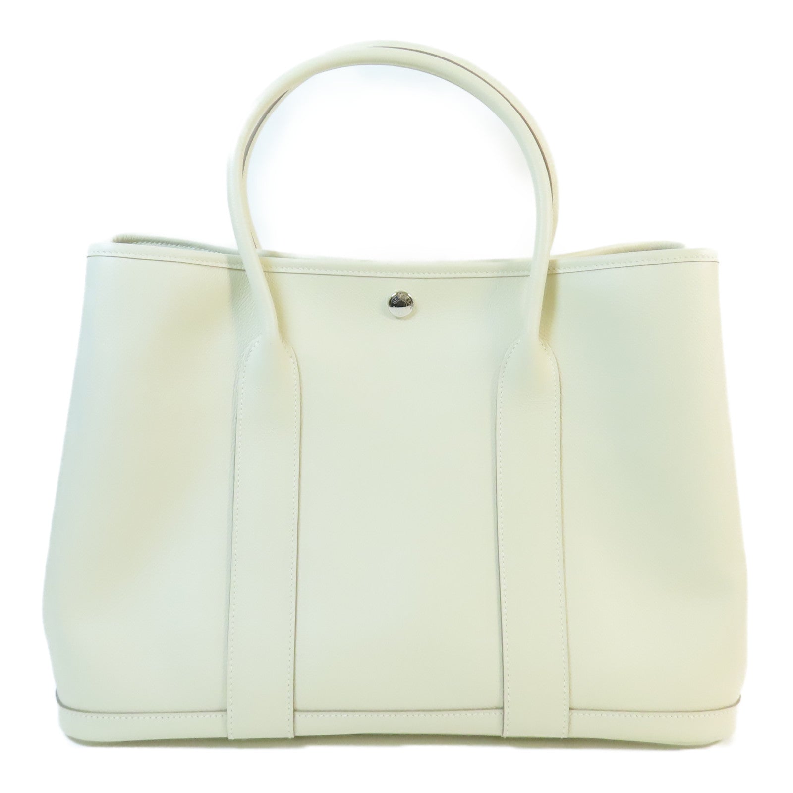 HERMES Epsom皮革Garden Party PM銀扣手挽袋Nata