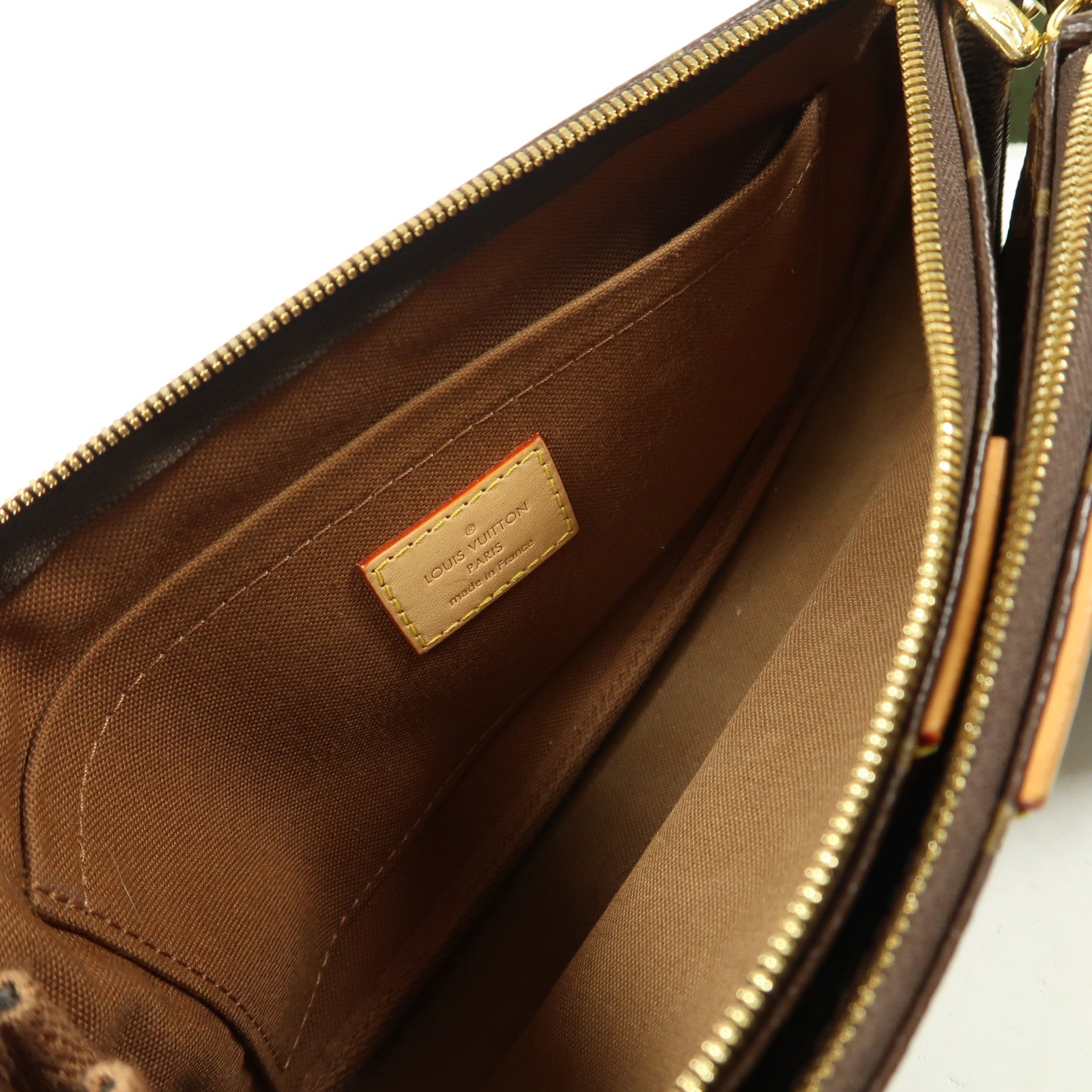 LOUIS VUITTON Monogram Multi Pochette Accessoires金扣肩背袋棕色