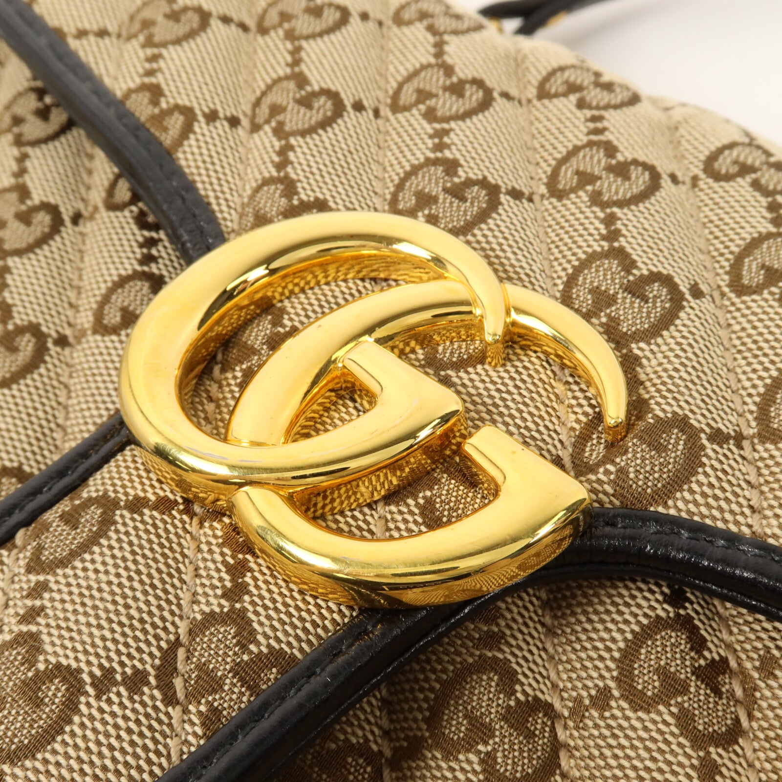 GUCCI 帆布/牛皮皮革GG Marmont Shoulder Bag鏈帶肩背袋