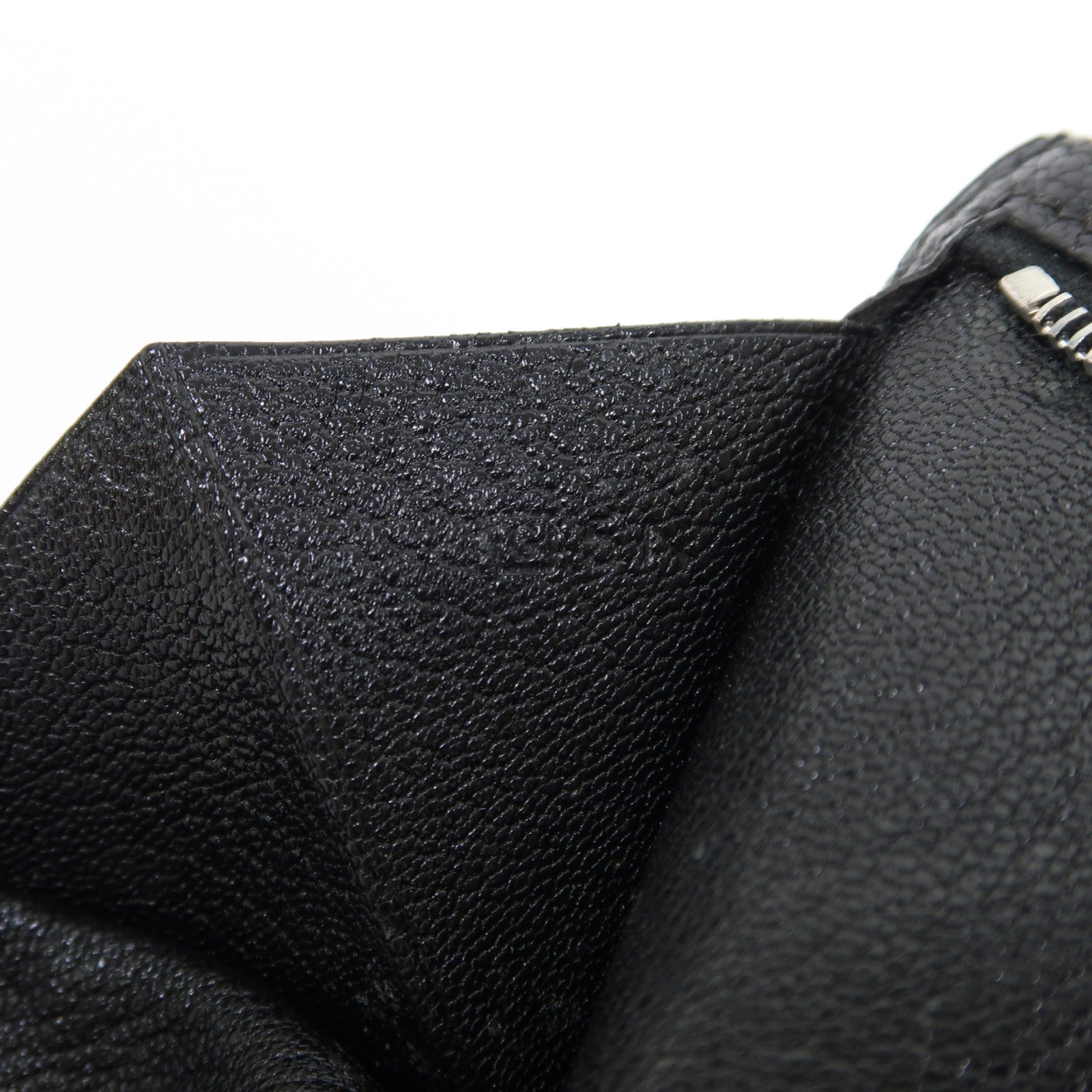 HERMES Chevre皮革Bearn tri-fold銀扣折疊長錢包黑色