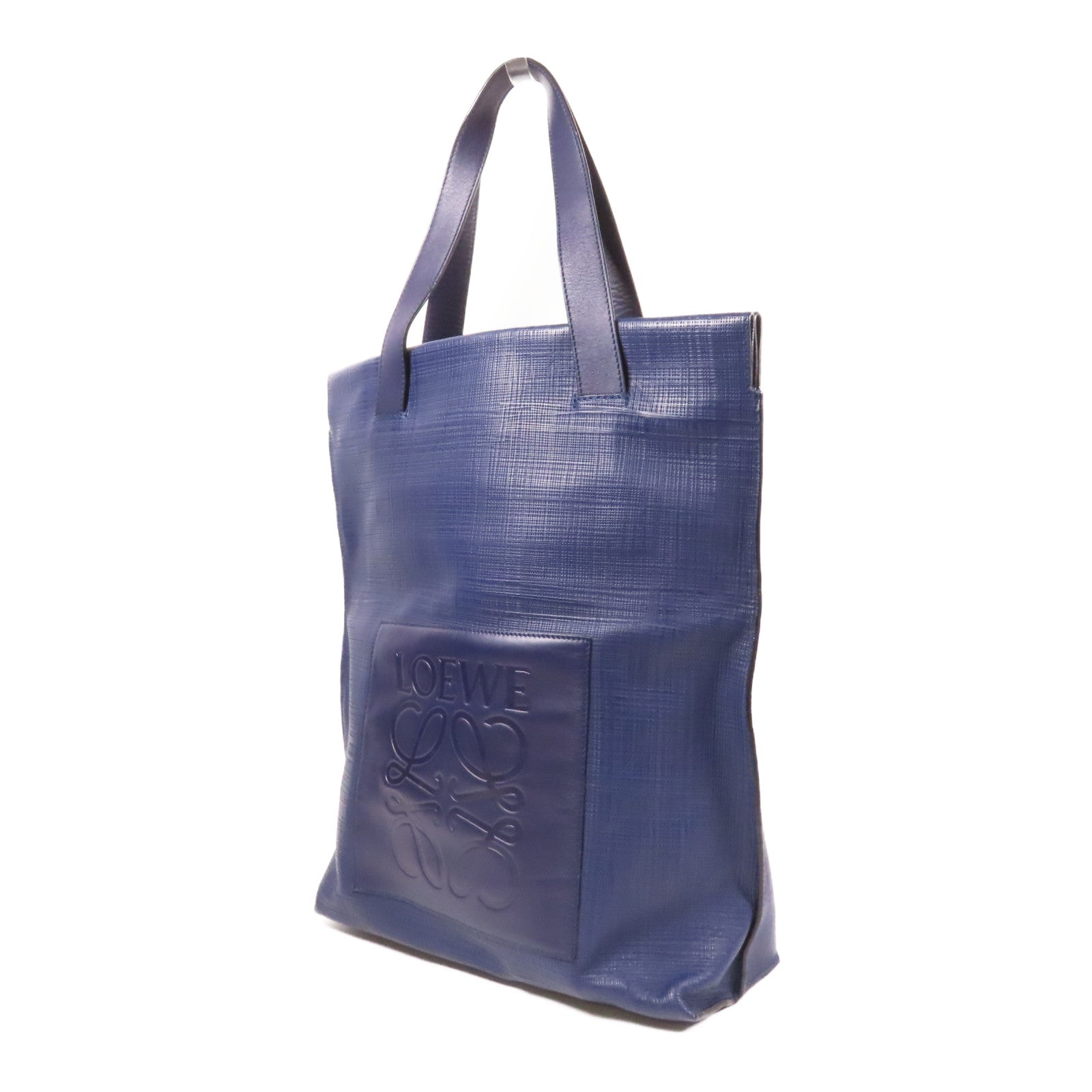 LOEWE 牛皮皮革Tote Bag金扣手挽袋深藍色