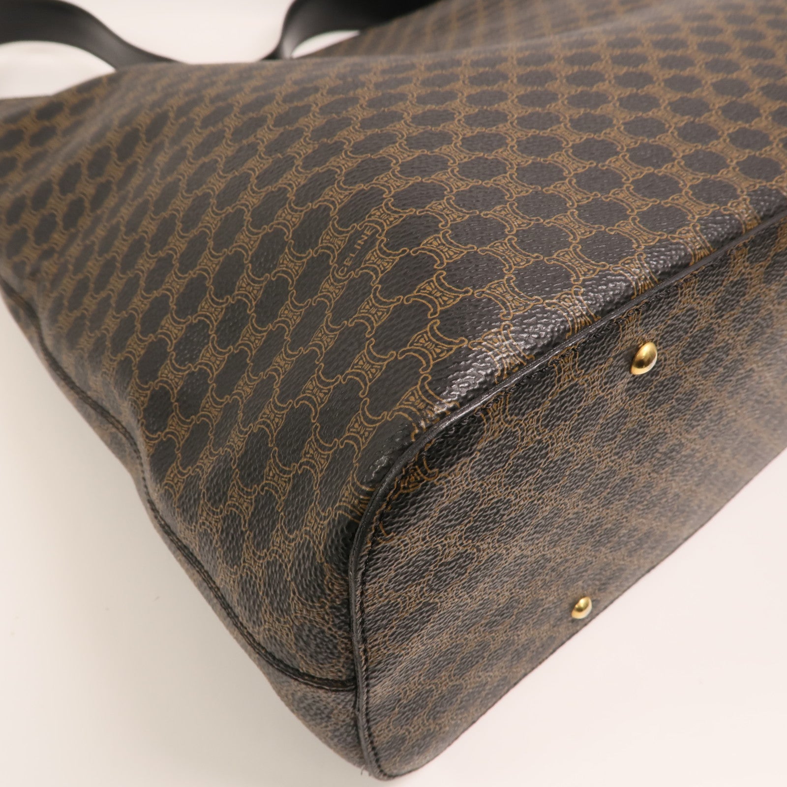CELINE 塗層帆布Vintage Macadam Hobo金扣手挽袋
