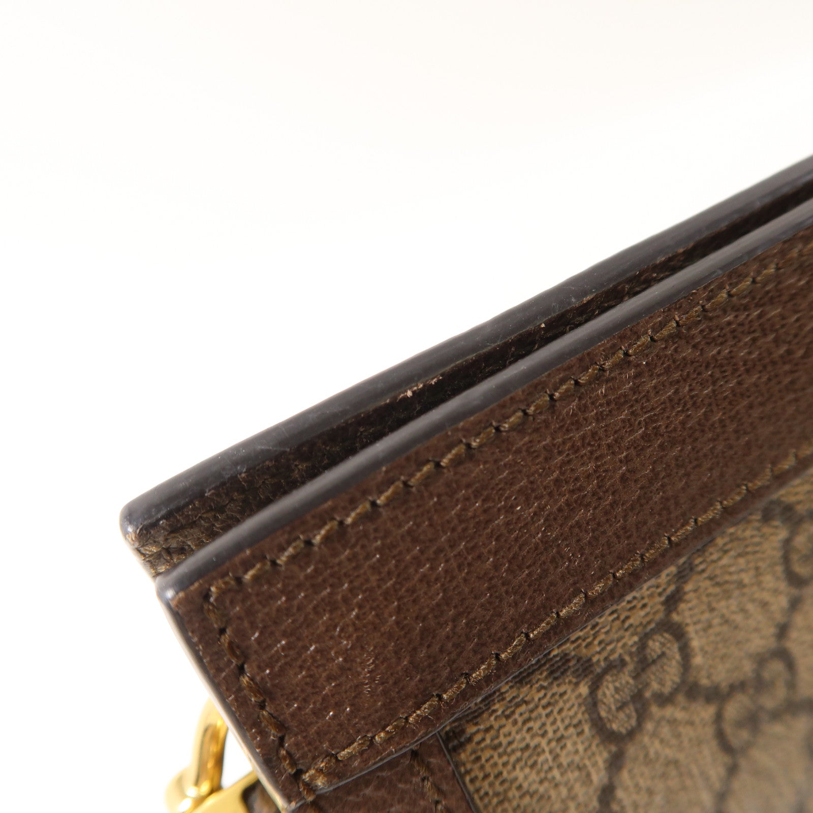 GUCCI 塗層帆布/皮革Ophidia Shoulder Bag金扣鏈帶金扣肩背袋啡色