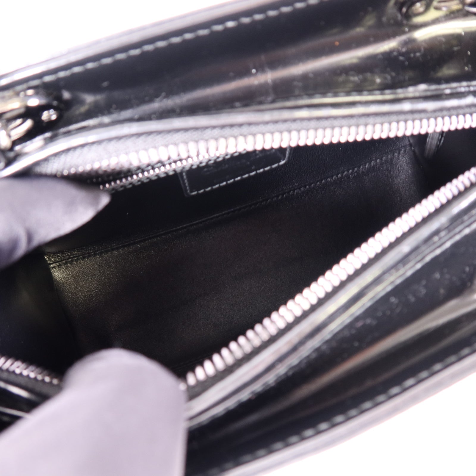 Dior 【激減優惠】皮革Lady Dior銀扣手挽肩背兩用袋