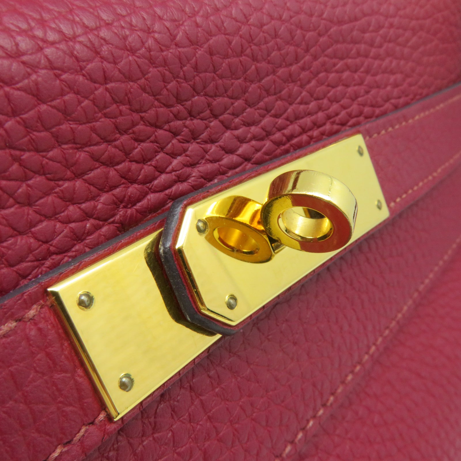 HERMES 【激減優惠】Togo皮革Kelly 32 2Way Hand Bag金扣手挽肩背兩用袋法拉利紅