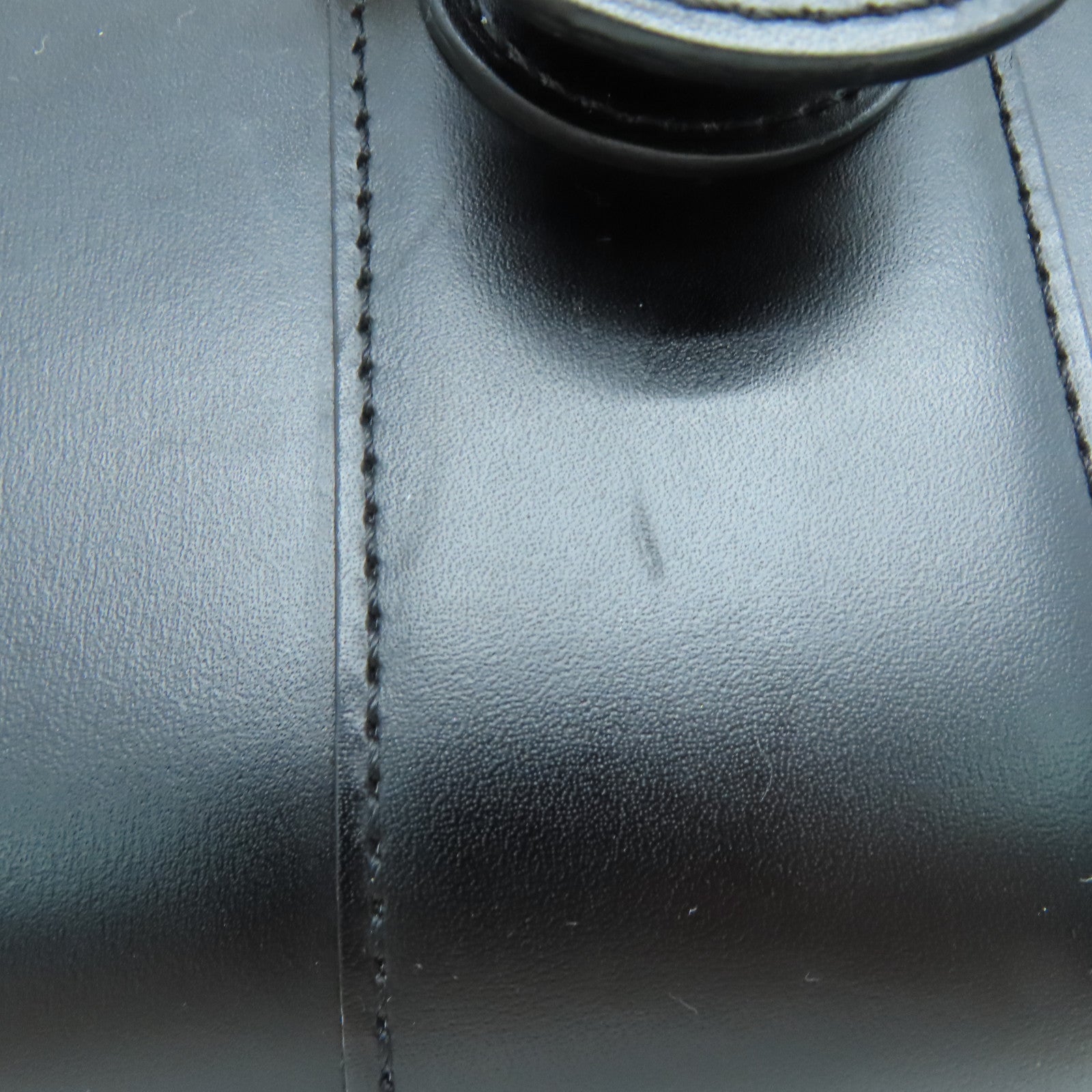 SELECTION Cowhide Leather Delvaux Brillant Gold Buckle Handle Shoulder Bag Black