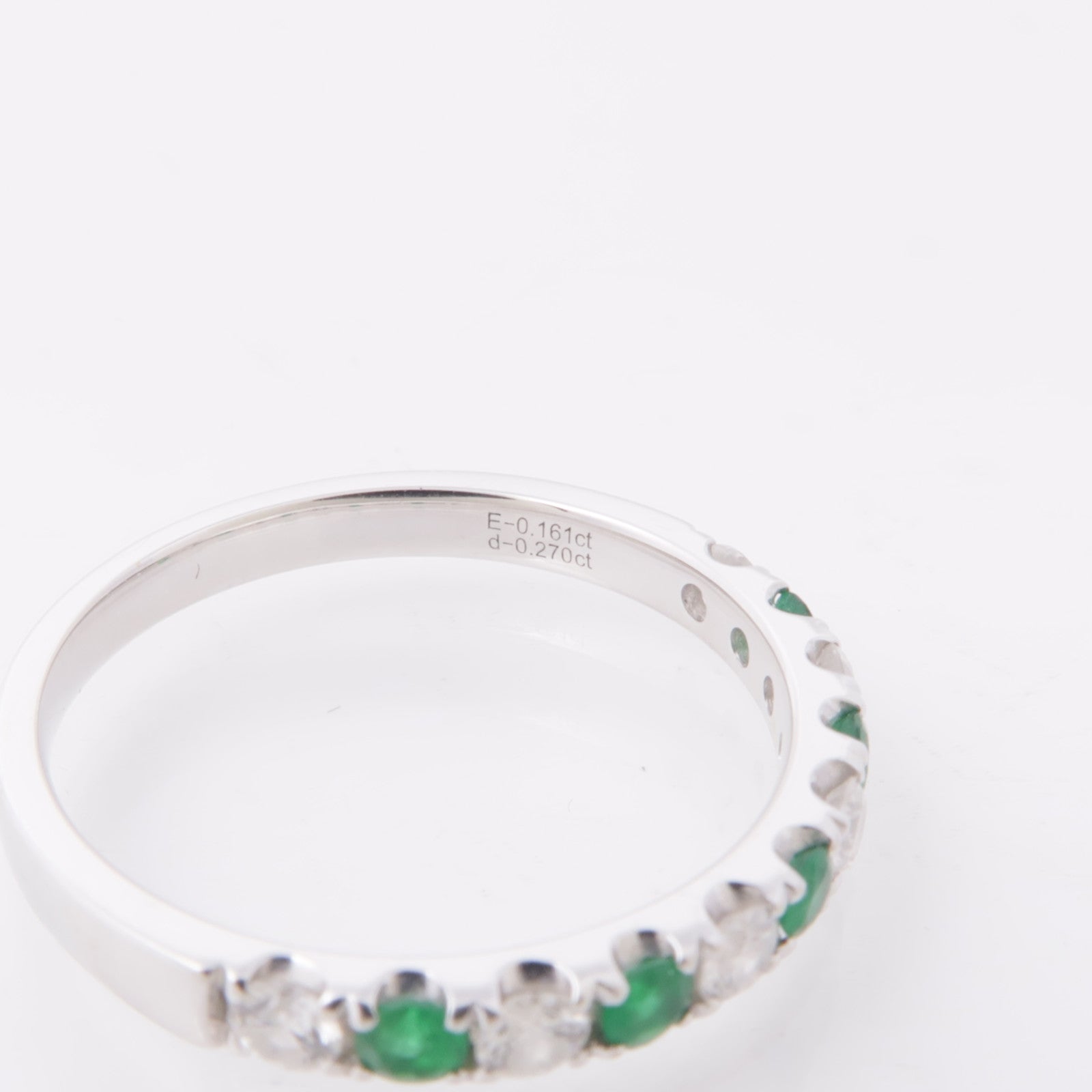 JEWELRY 18K白金Emerald Diamond Ring綠寶石/鑽石戒指US#6
