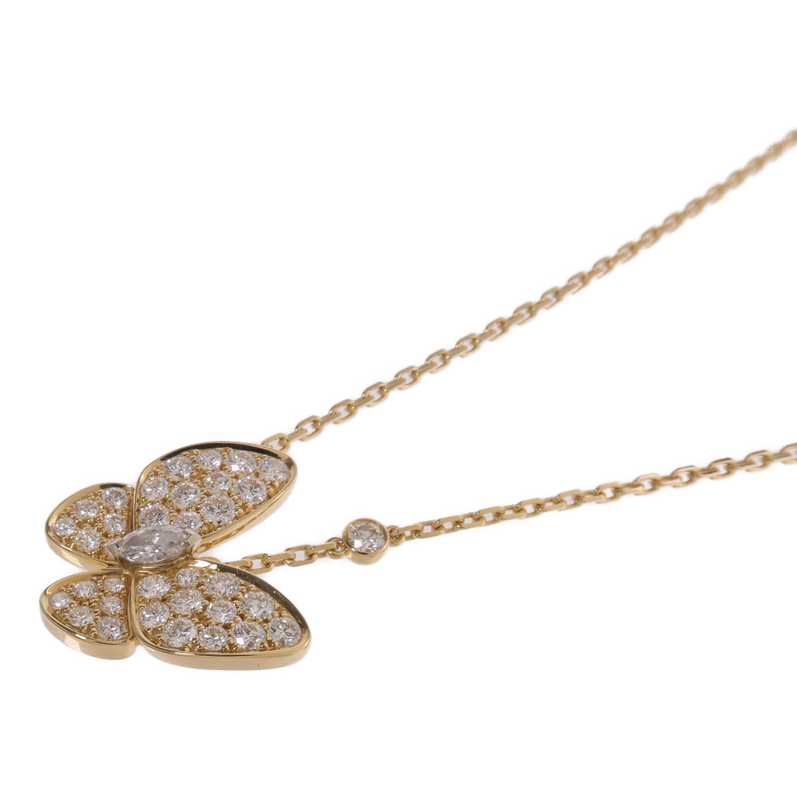 Van Cleef & Arpels 18K黃金/白金Two Butterfly Pendant鑽石項鍊
