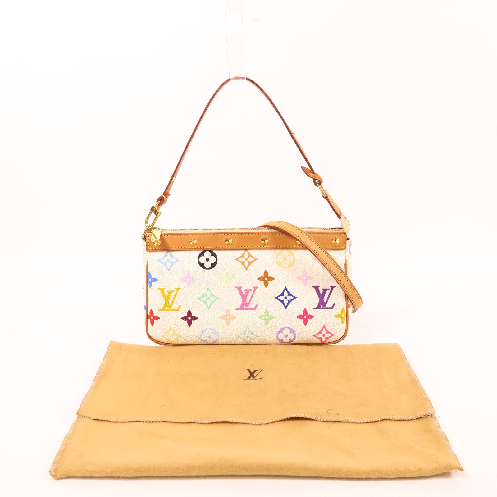 LOUIS VUITTON Monogram Multicolore Pochette Accessoires金扣手挽肩背兩用袋