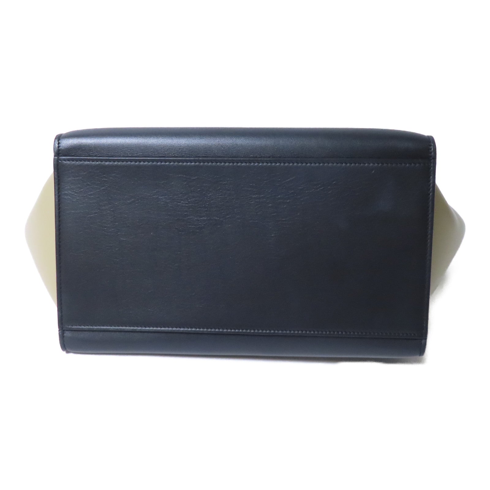 CELINE 牛皮皮革Trapeze金扣手挽肩背兩用袋藍色/米色/黑色