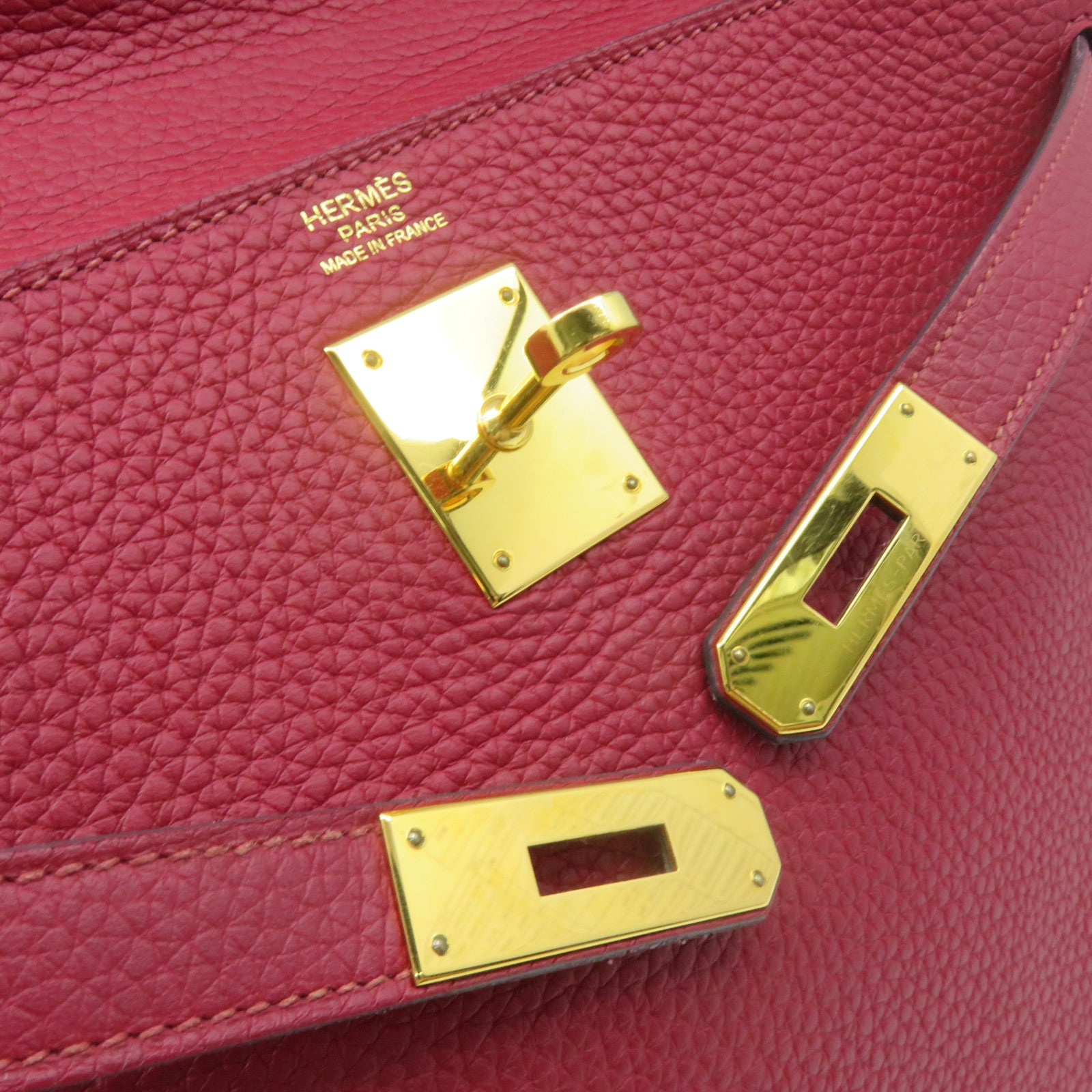 HERMES 【激減優惠】Togo皮革Kelly 32 2Way Hand Bag金扣手挽肩背兩用袋法拉利紅