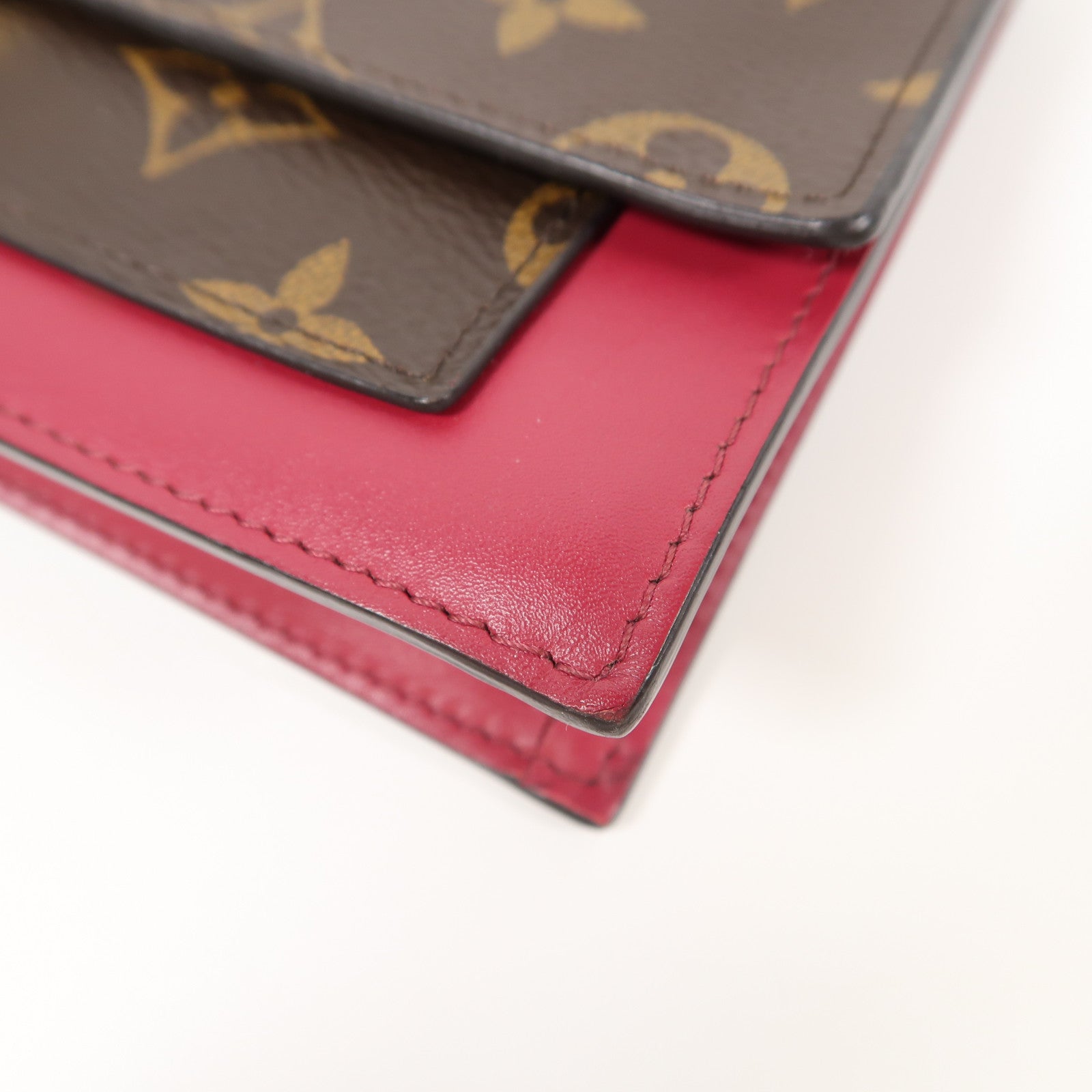 LOUIS VUITTON Monogram Flore金扣鏈帶肩背袋啡色/紅色