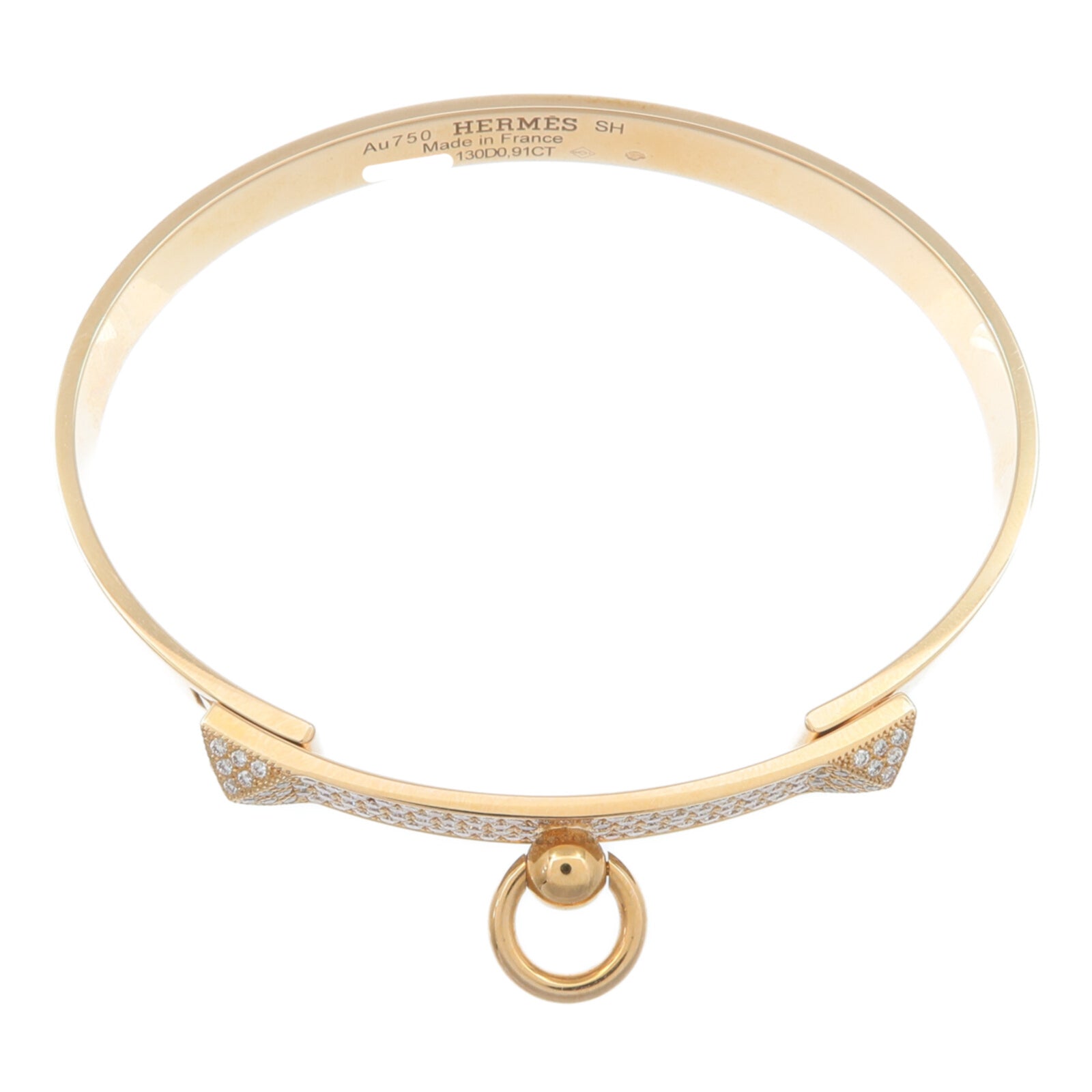 HERMES 18K玫瑰金Collier de Chien CDC Diamond Bracelet鑽石手鐲