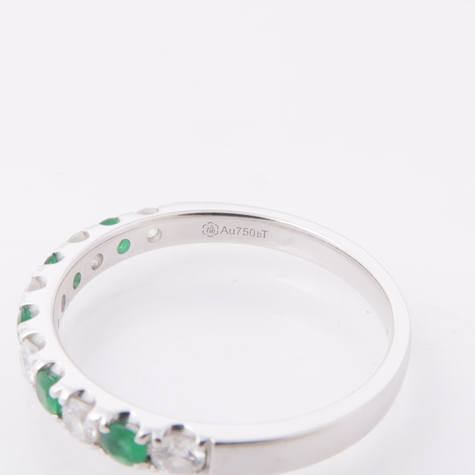 JEWELRY 18K白金Emerald Diamond Ring綠寶石/鑽石戒指US#6