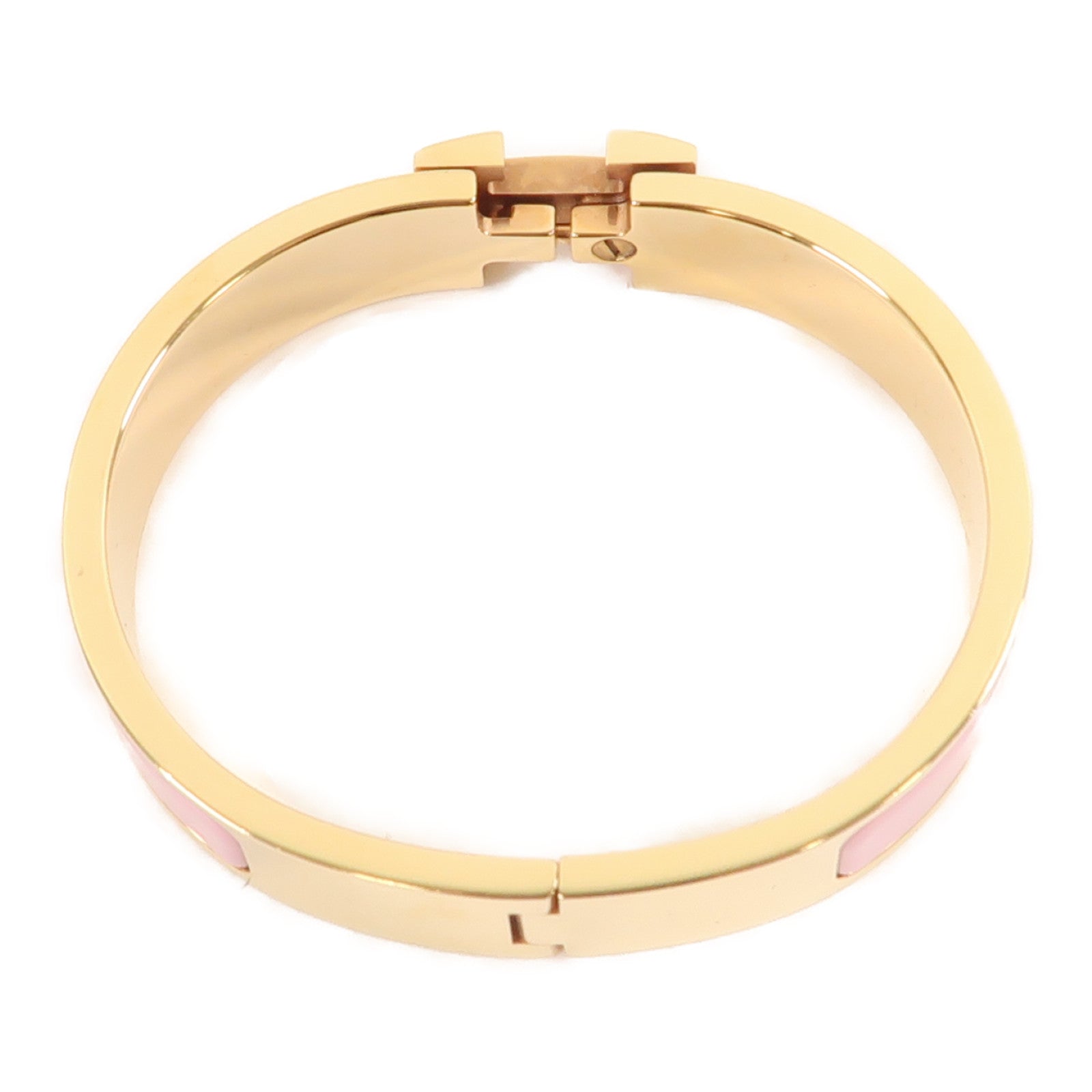 HERMES 金屬Clic H金扣手鐲粉紅色