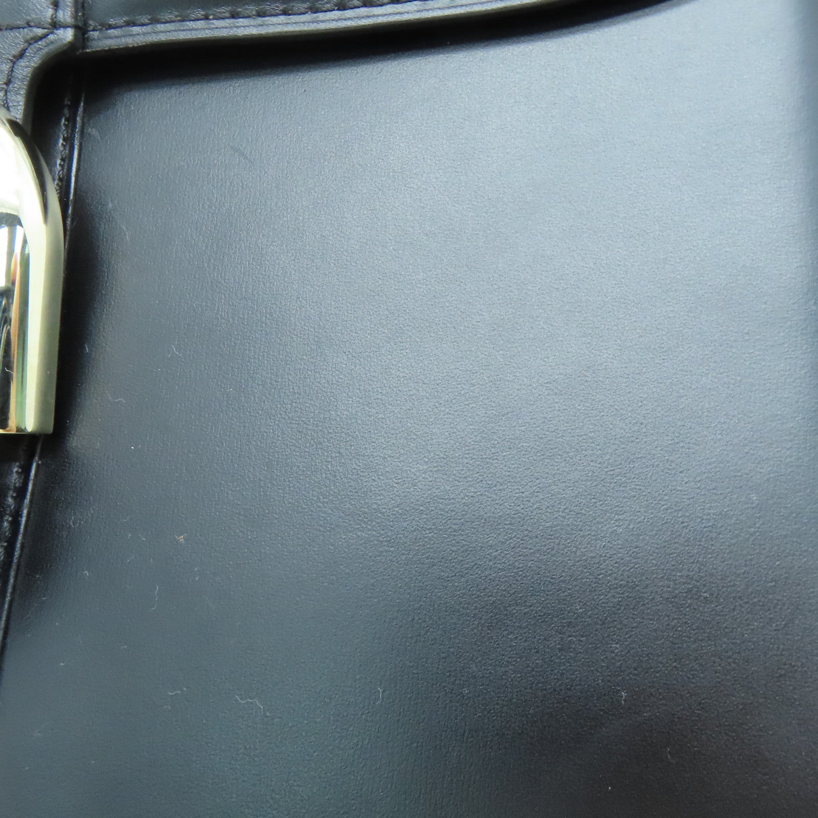 SELECTION Cowhide Leather Delvaux Brillant Gold Buckle Handle Shoulder Bag Black