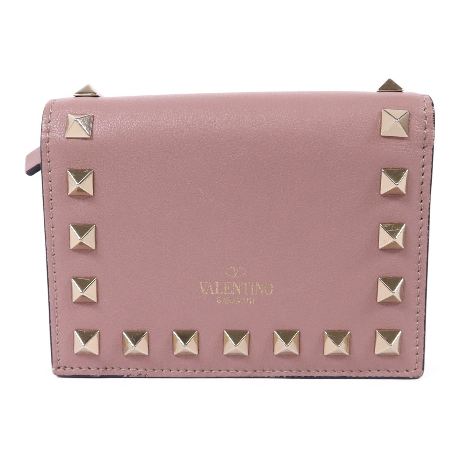 Valentino 牛皮皮革Bifold Wallet金扣錢包