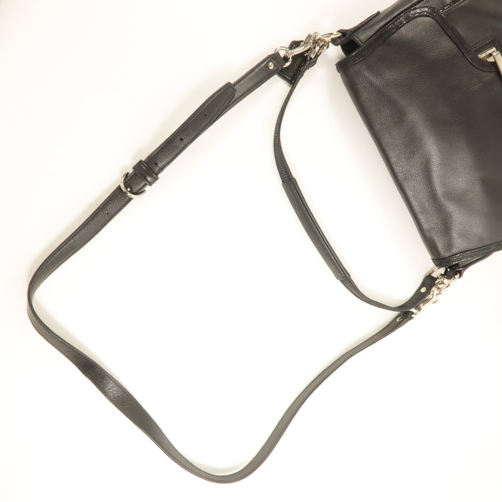 COACH SHW 2 Way Shoulder Bag Calfskin Leather Black