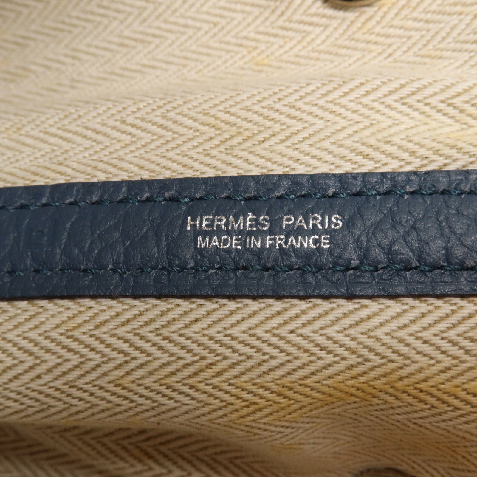 HERMES Negonda皮革Garden Party PM手挽袋Bleu Tempete