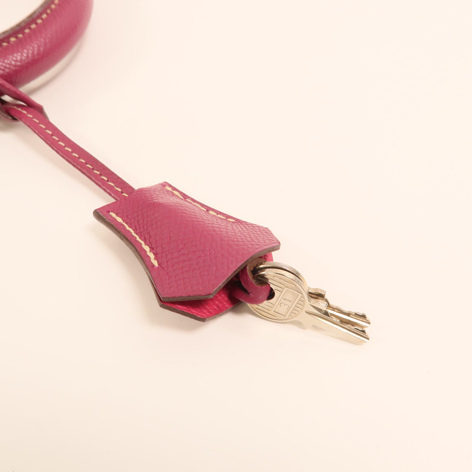 HERMES Epsom皮革Kelly 28銀扣手挽肩背兩用袋 Rose Tyrien/Rose Pourpre
