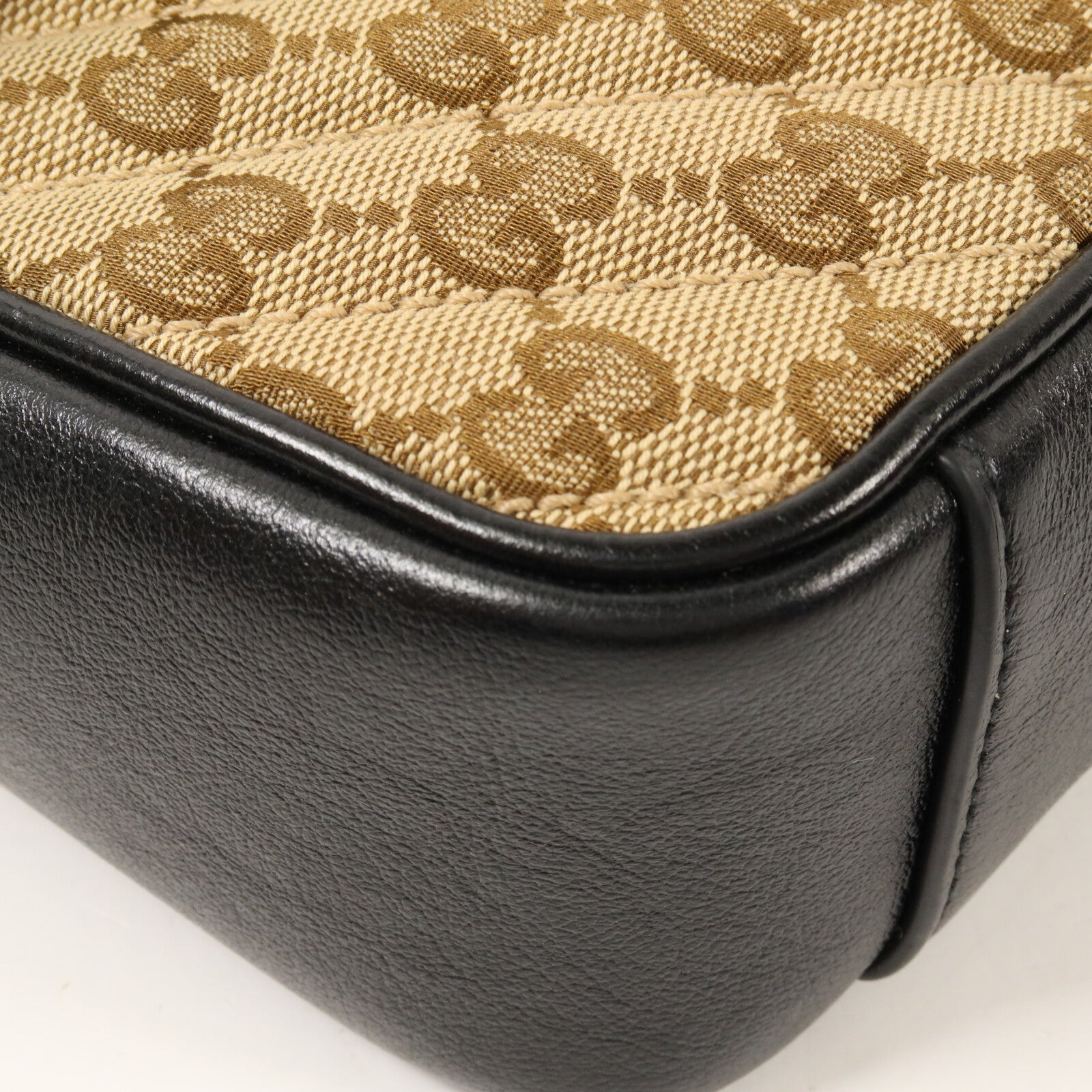 GUCCI 帆布/牛皮皮革GG Marmont Shoulder Bag鏈帶肩背袋