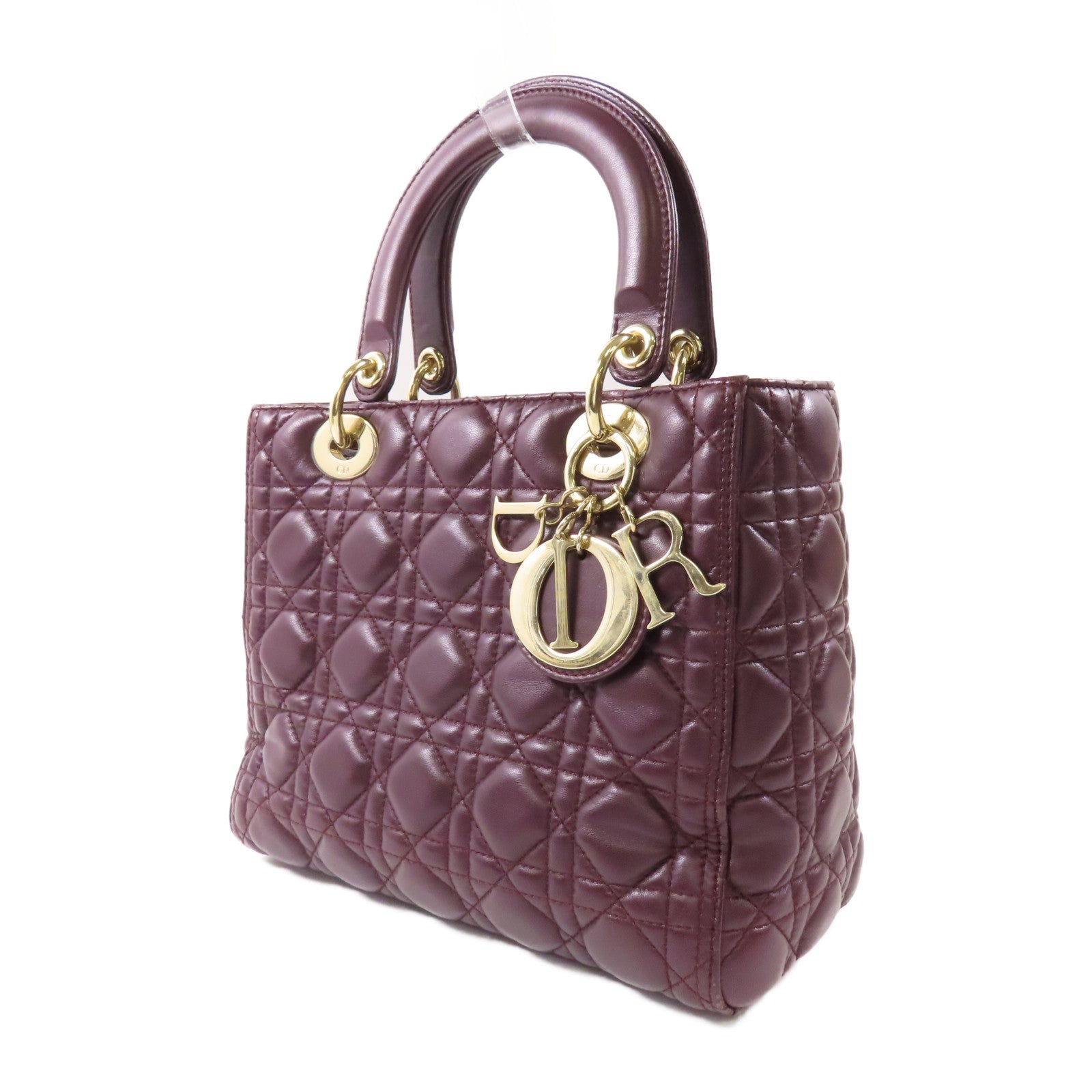 Dior 羊皮皮革Lady Dior Medium金扣手挽肩背兩用袋– Brand Off
